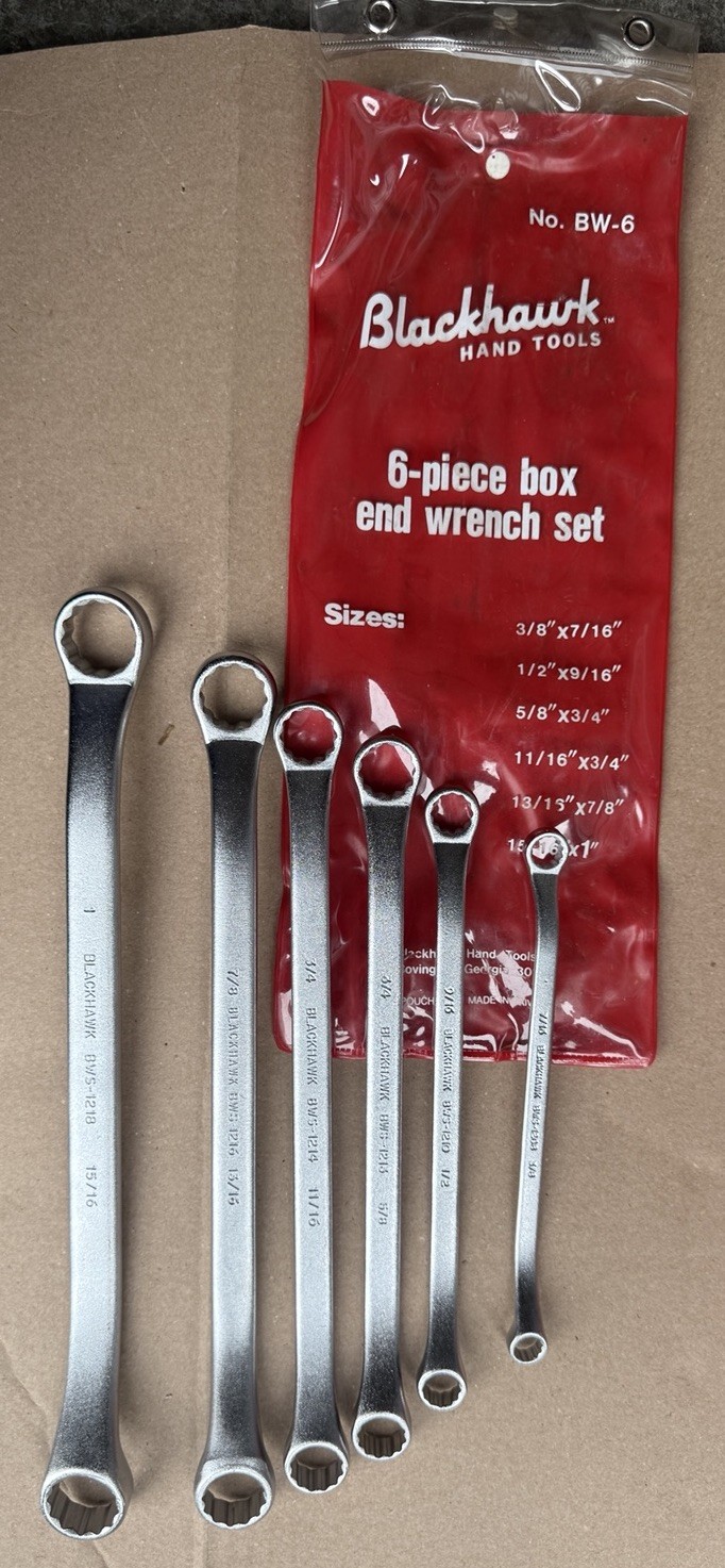 Blackhawk 6pc Offset Box End Wrench Set SAE 3/8” – 1” 12pt BW-6 USA NOS NEW