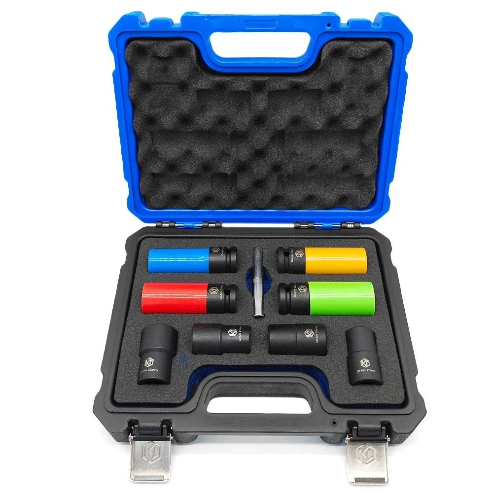 9PC Lug Nut Extractor Set,1/2″ Drive Impact Bolt Remover Socket Tool for Damaged