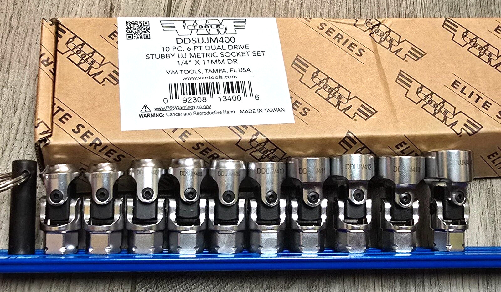 Vim Tools 1/4″ / 11mm Dual Drive Metric Flex / Universal Socket Set #DDSUJM400