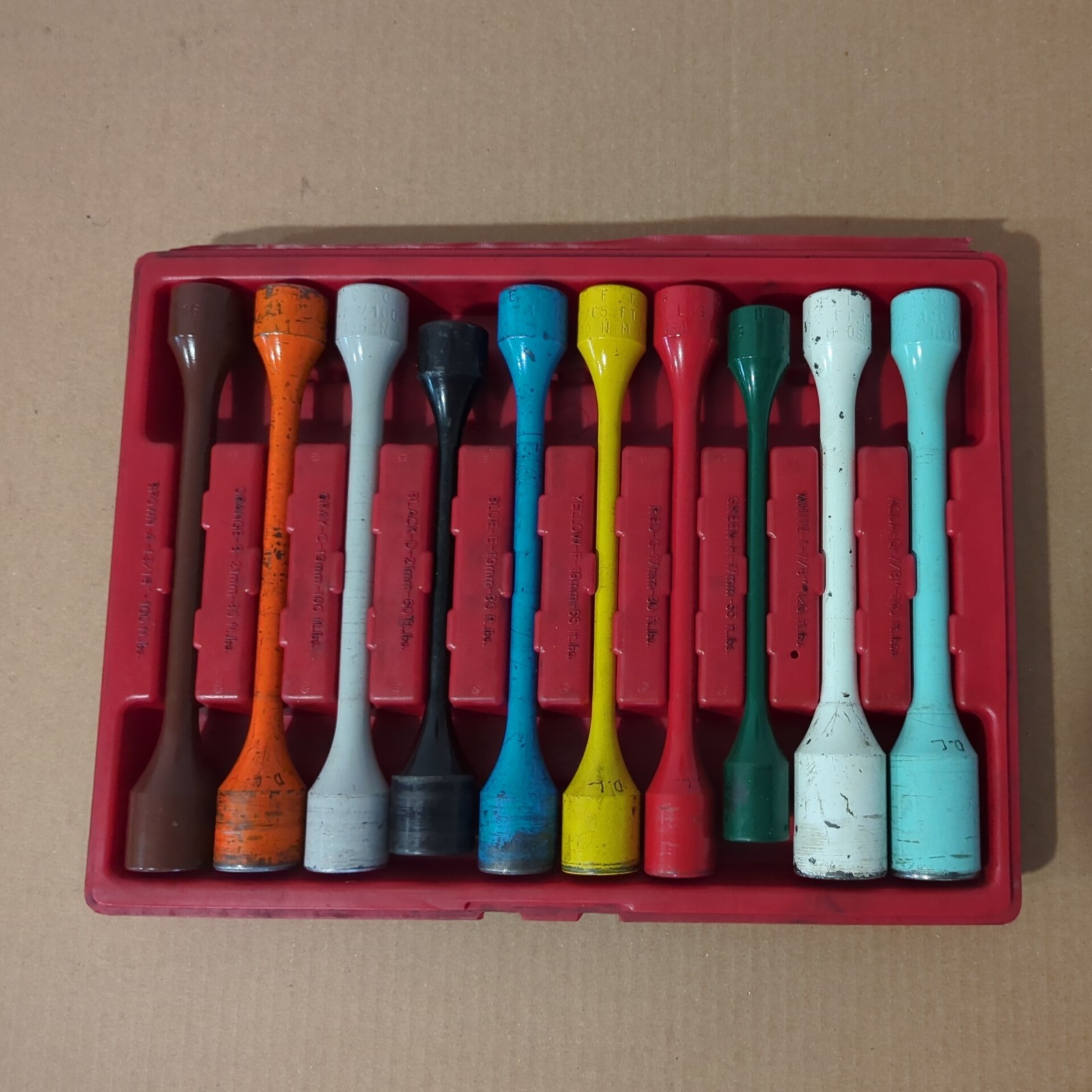 AJ Manufacturing AJ1510 10pc Torque Stick Set 1/2″ Drive Color Coded-Missing Lid