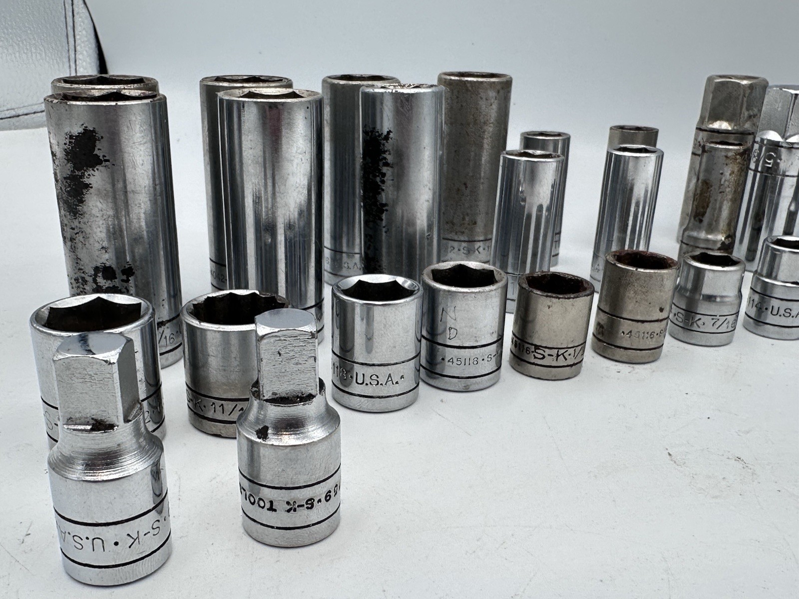 SK Wayne 3/8” Drive Socket Lot – Deep & Shallow Sockets + Extensions Vintage USA