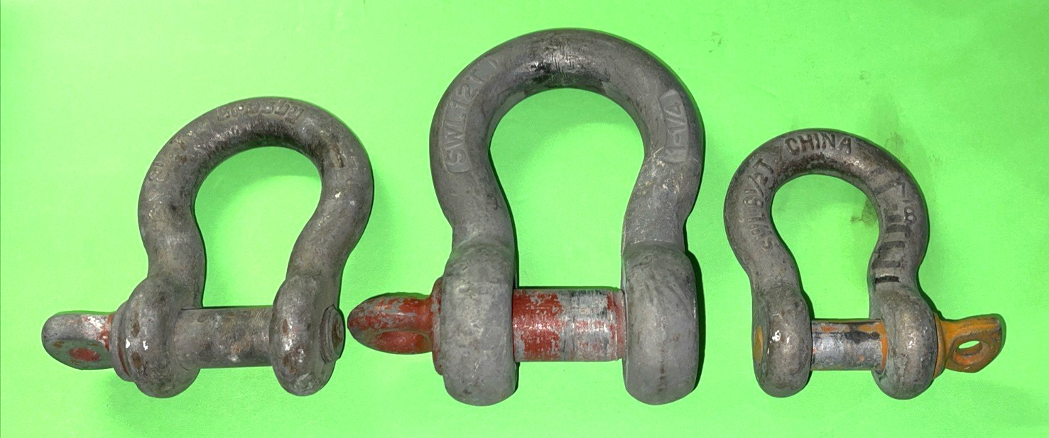 CROSBY & UNKNOWN TOOLS 3 ANCHOR SHACKLES SWL 6-1/2, 8-1/2, 12 TON