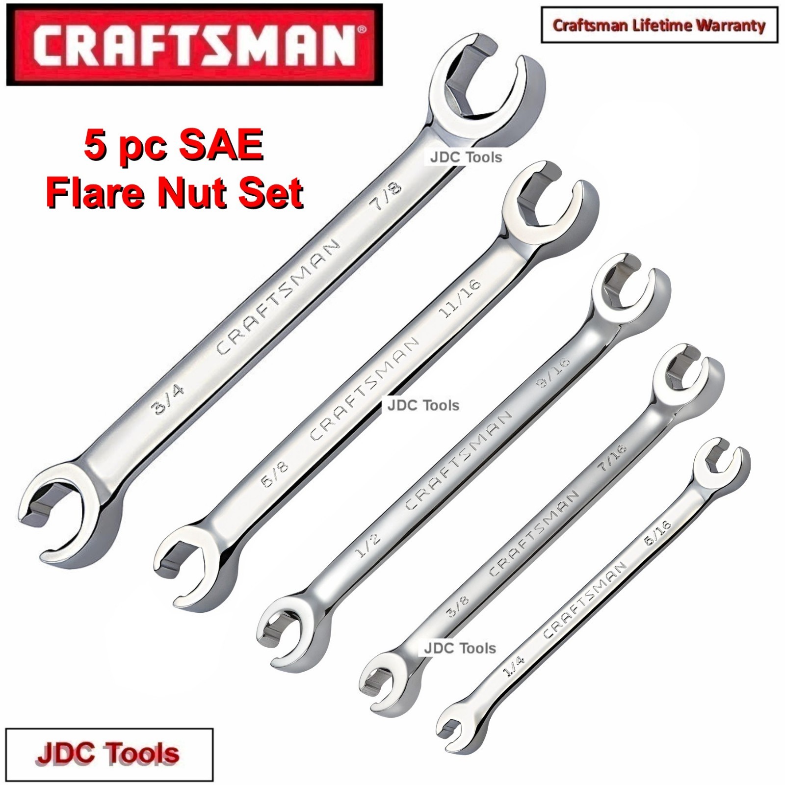 CRAFTSMAN TOOLS 10 pc SAE and MM Flare Nut Wrench Set 9-18 MM 1/4-7/8″ SAE 9 5