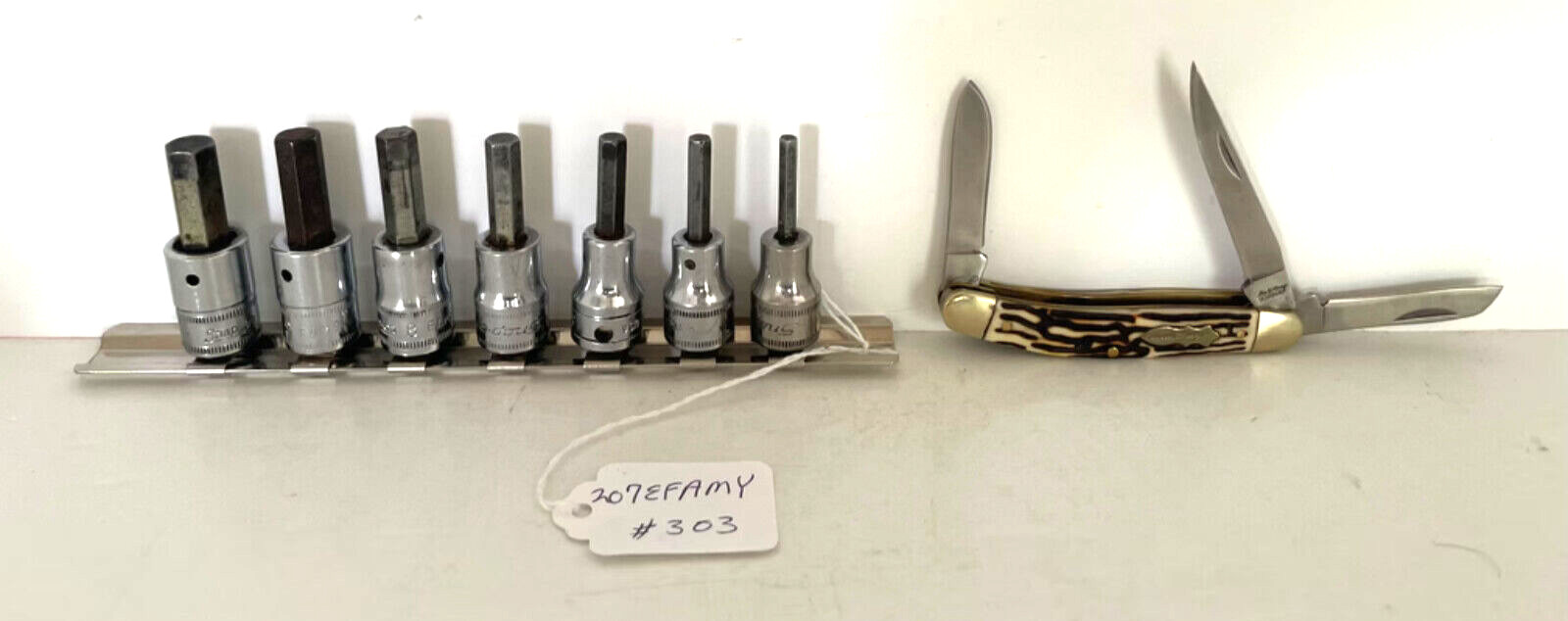 Snap On Tools 207EFAMY 7 Pc 3/8″ Dr Metric Hex Bit Socket Set ..FREE KNIFE..#303
