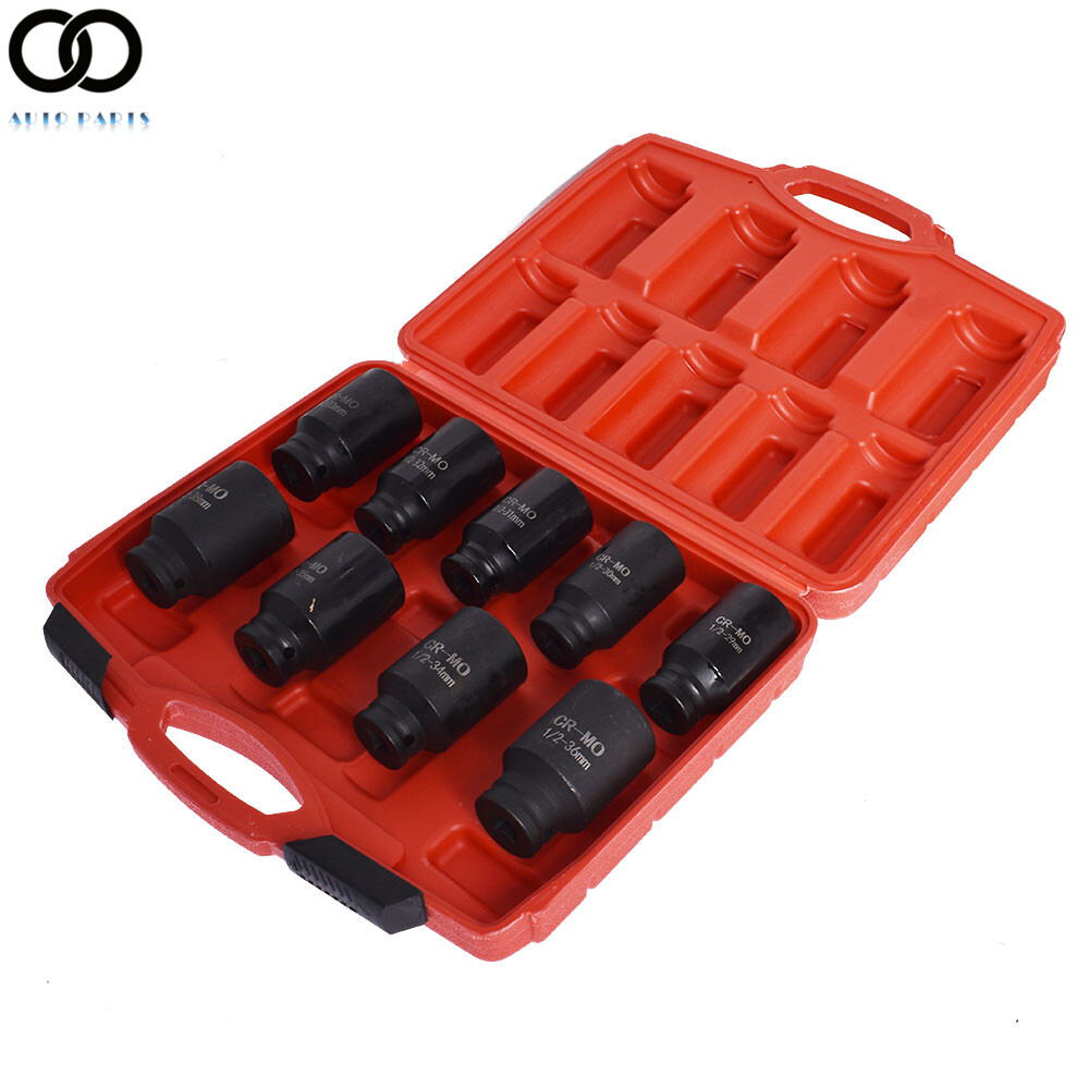9PCS 1/2» Drive Deep Impact Socket Set Metric Axle Hub Nut Sockets 29-38mm Set