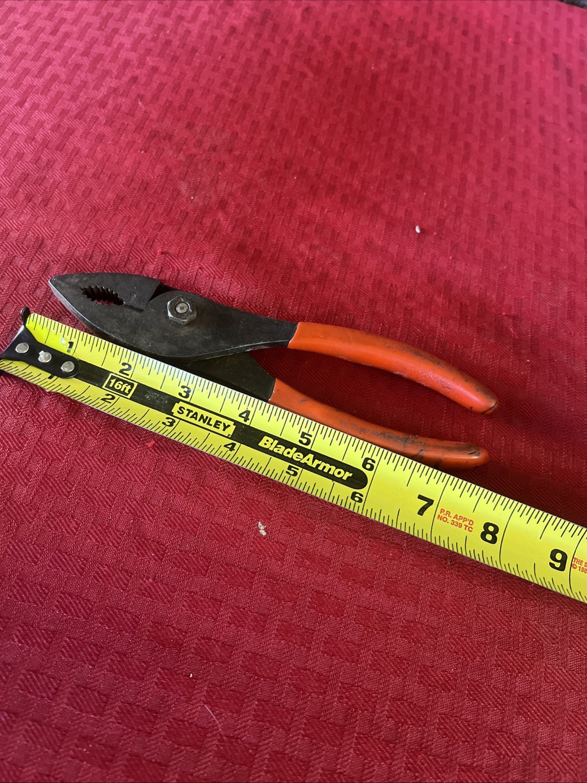 Snap On Tools 8″ RED Talon Soft Grip Slip-Joint Pliers with Cutters 137 CP