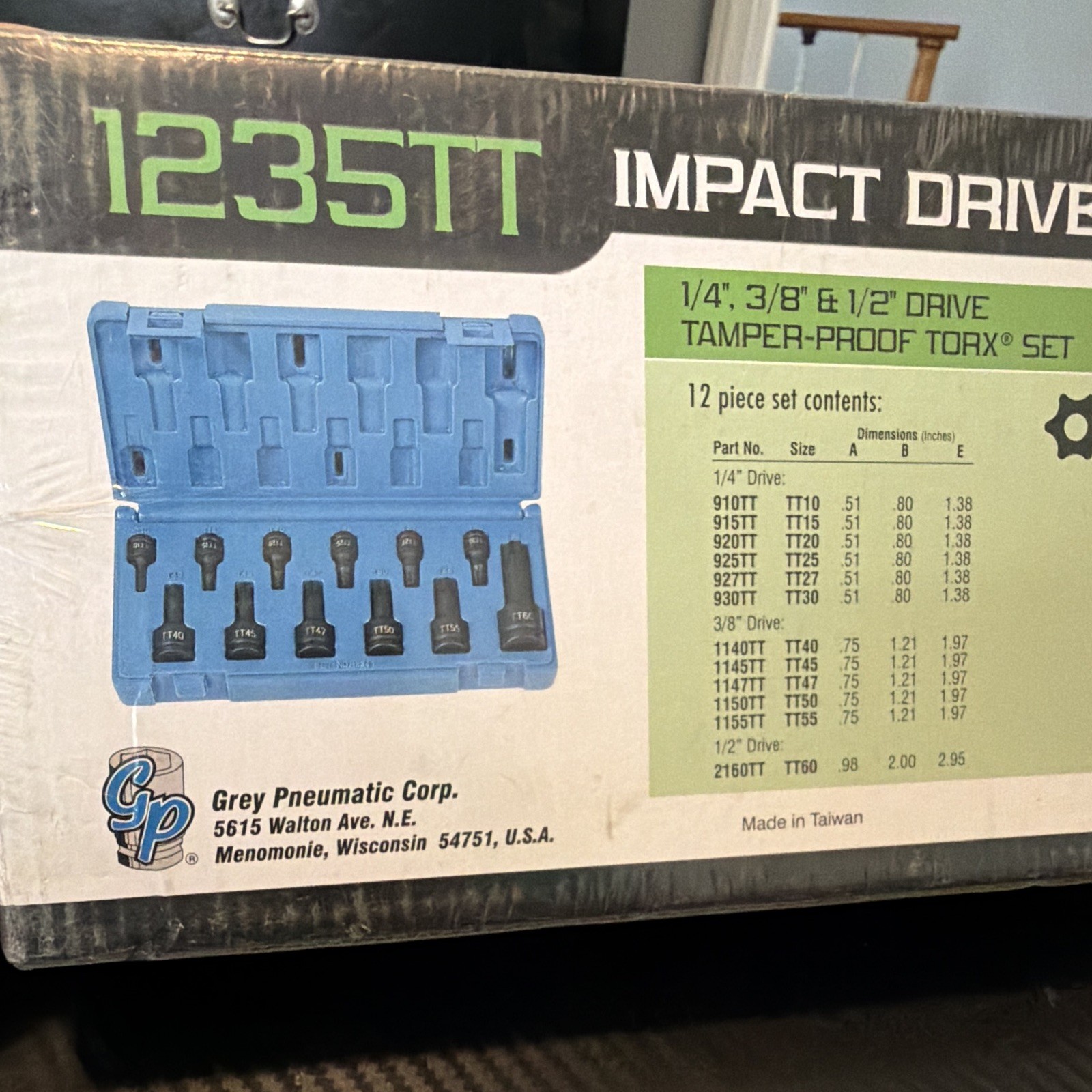 GREY PNEUMATIC 12PC 1/4″, 3/8″, 1/2″ TP STAR DRIVER SET (1235TT)