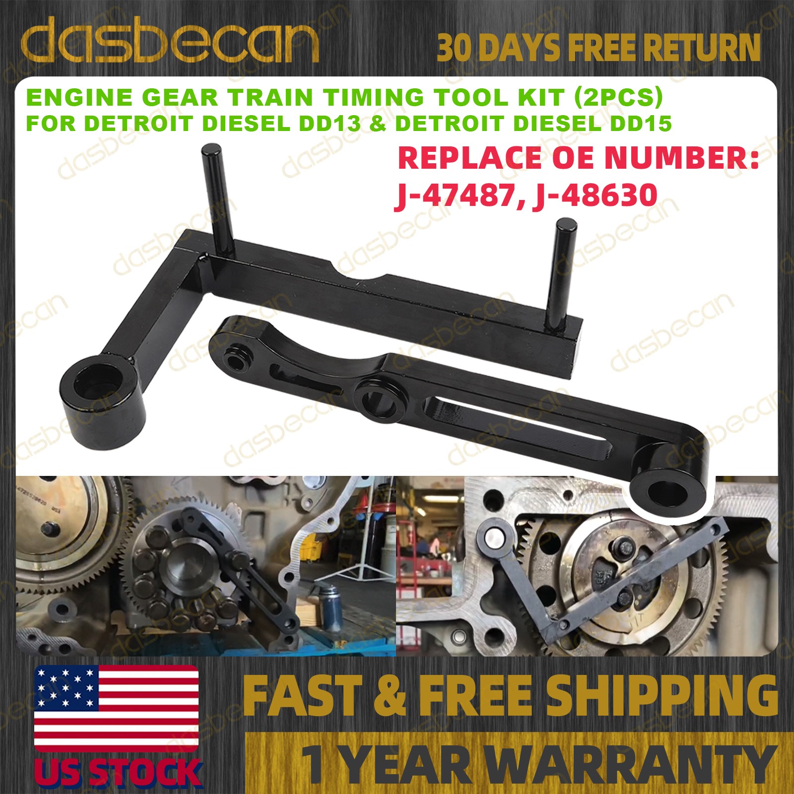 Engine Gear Train Timing Tool Kit For Detroit Diesel DD13 DD15 J-47487 & J-48630