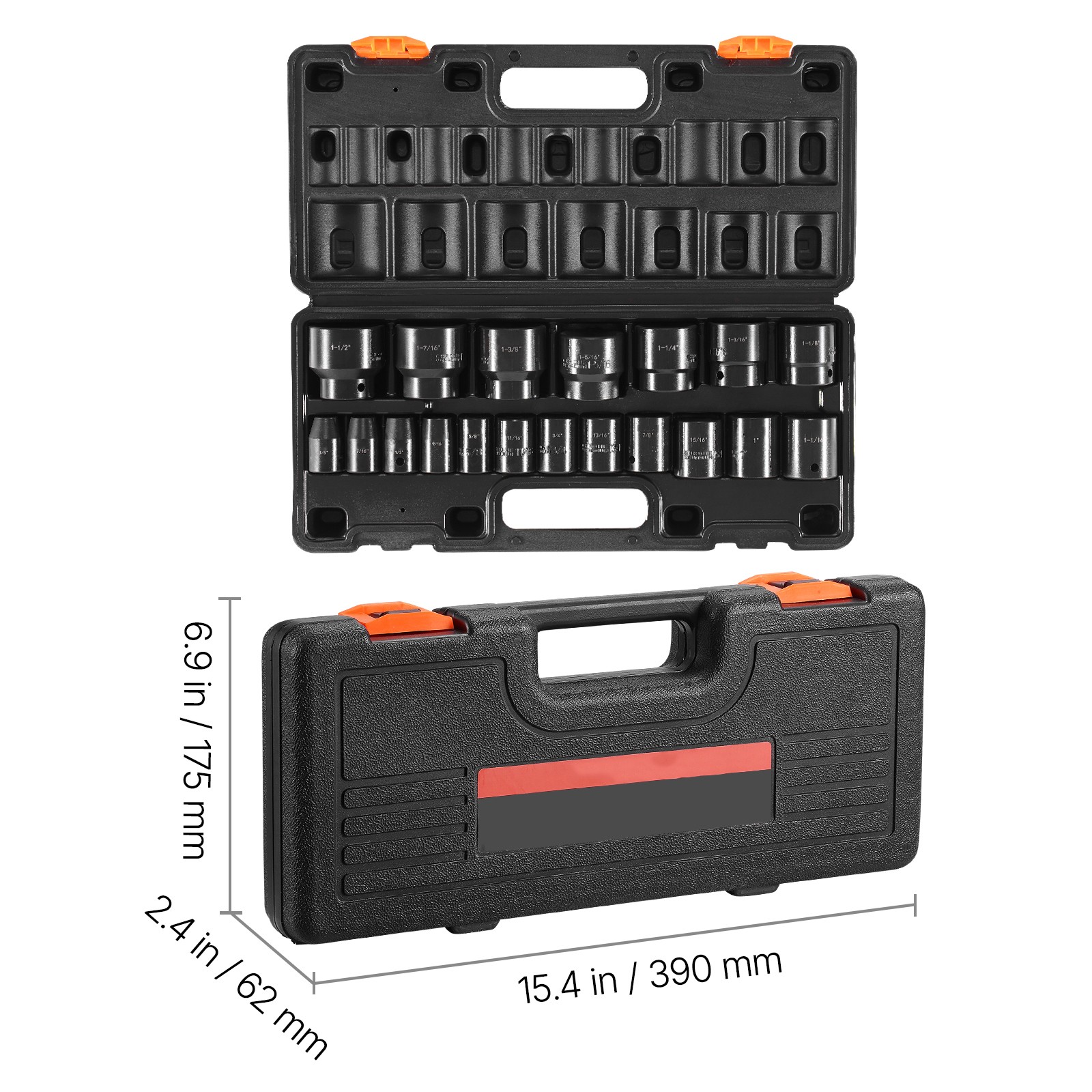 Uimoso 19-Piece SAE 6-Point Impact Socket Set with 1/2-In Drive and ExtensionBar