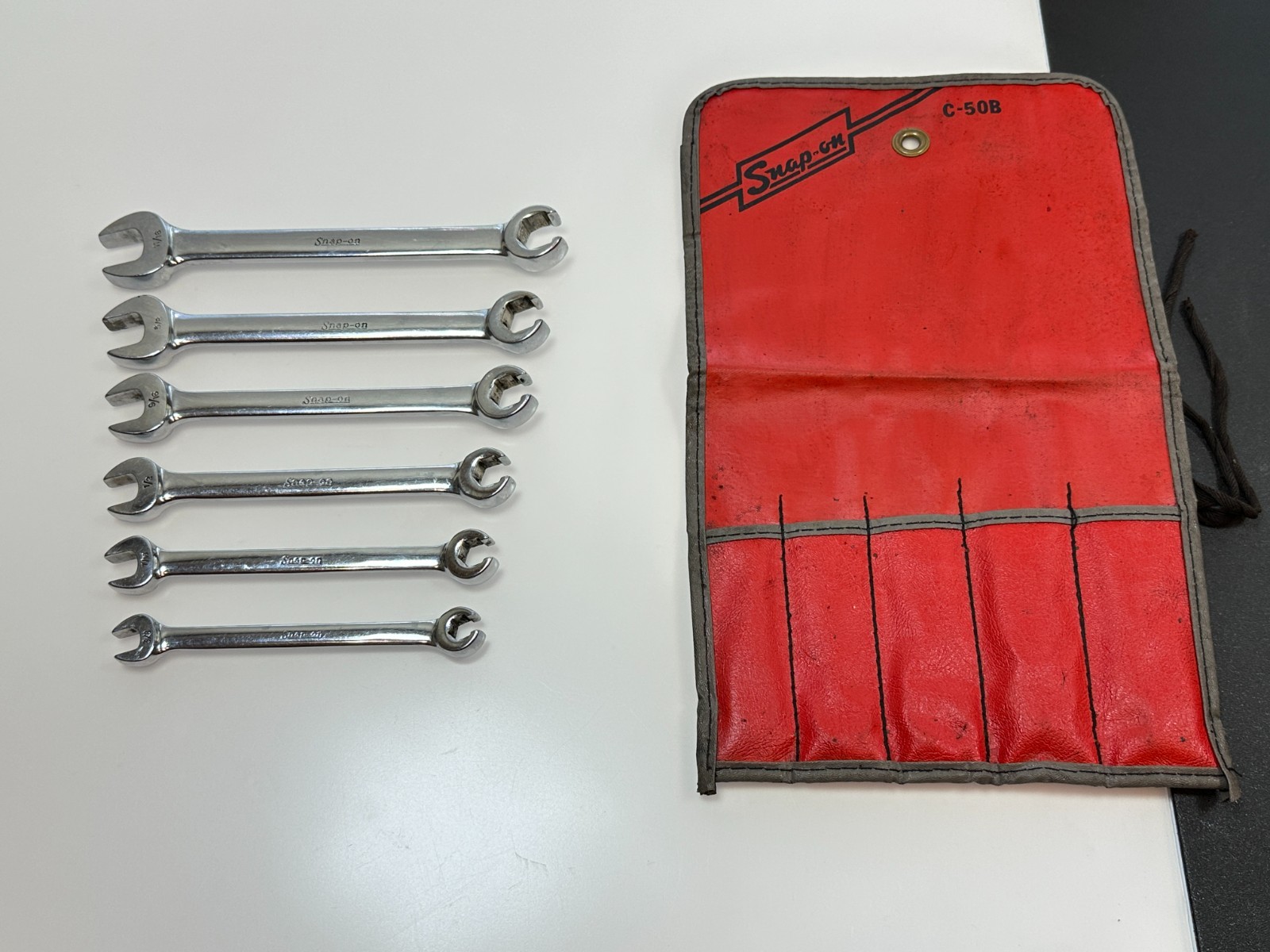 Snap-on Tools USA 6pc SAE 3/8-11/16” Open-End/Flare Nut Wrench Set, C50B RXS605