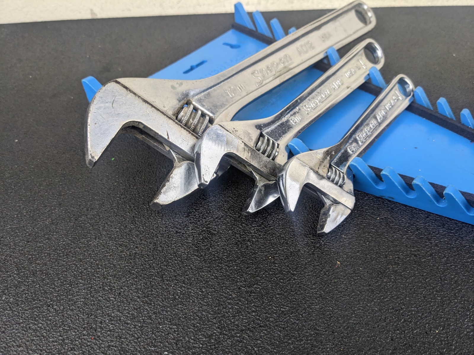 #bg039 Snap-on 3pc Vintage Adjustable Wrench Set AD6 AD8 AD12 USA