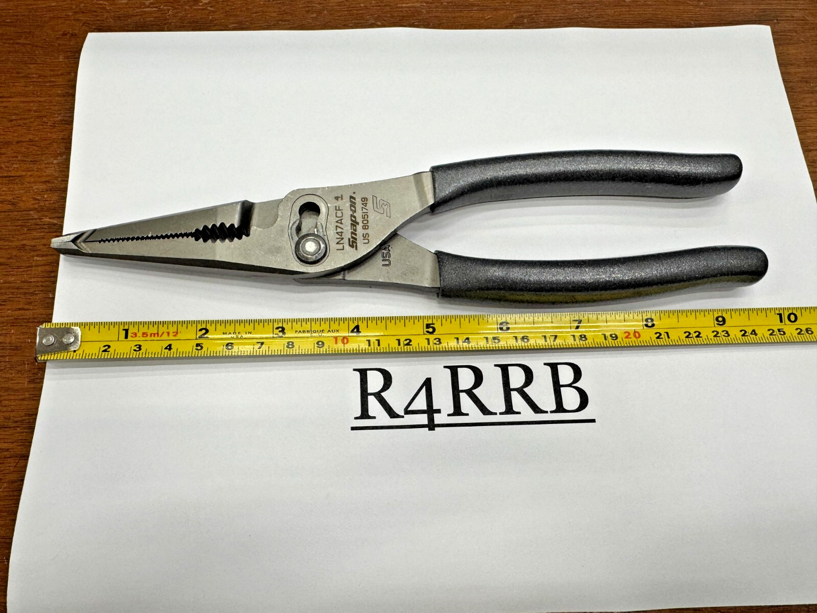 Snap-On Tools USA NEW DARK TITANIUM Grip Long Nose Slip Joint Pliers LN47ACFDT