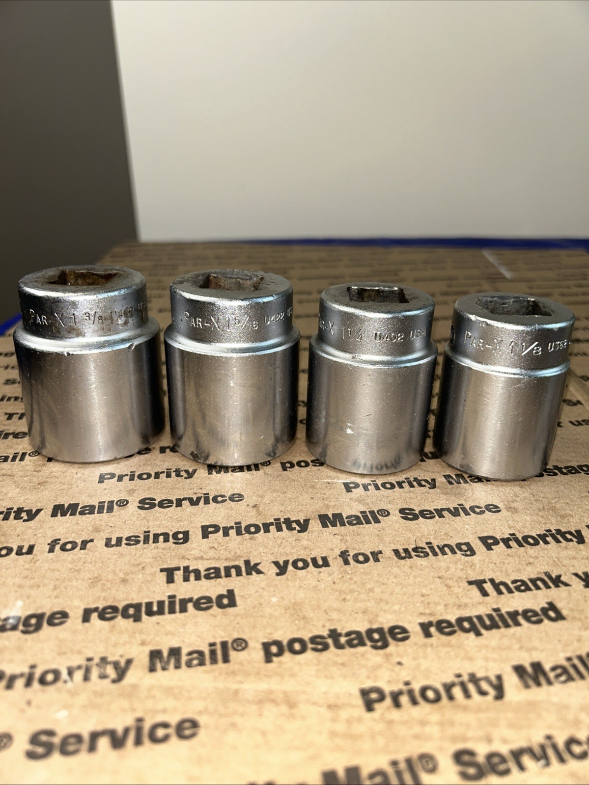 Par-X by Snap-On 1-3/8 1-5/16 1-1/4 1-1/8 SAE 12-Point Shallow Sockets 3/4 Drive