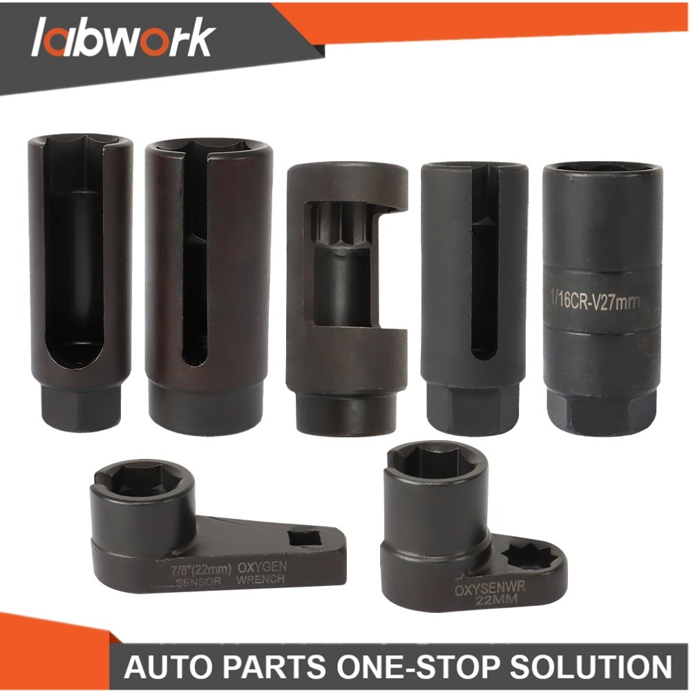 Labwork 7Piece 22mm 27mm 29mm Oxygen O2 Sensor Wrenches Socket Tool Kit