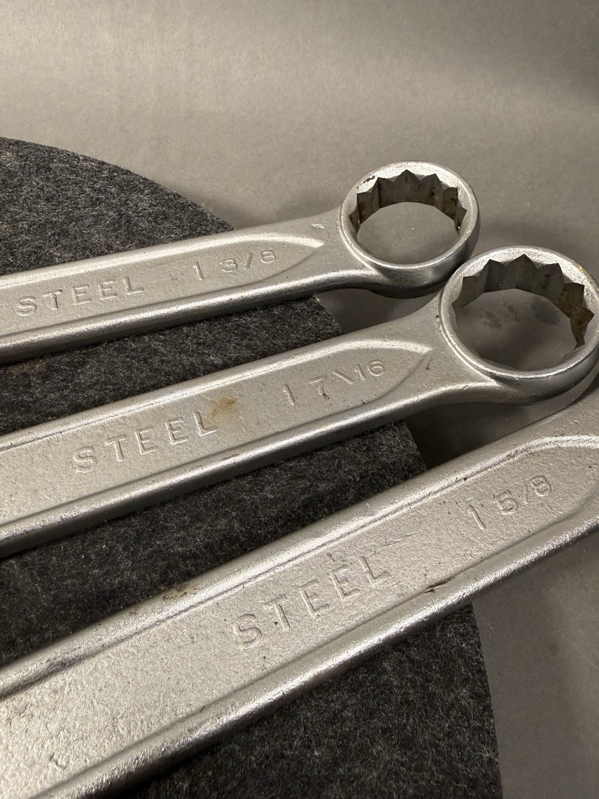 Indestro #1086 1087 & 1089 Vintage Large Combination Wrenches.1-3/8,1-7/16,1-5/8