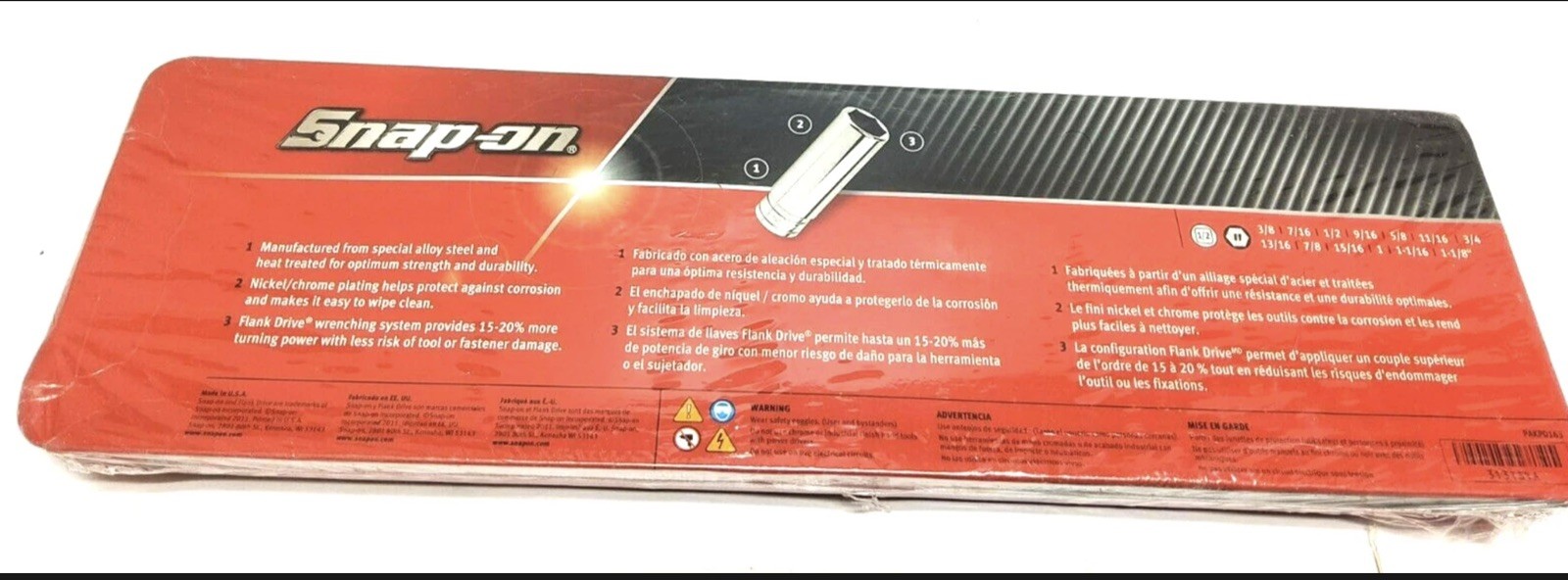 NEW Snap-on™ 1/2″ drive 6-point DEEP socket SET 3/8″ thru 1 1/8″ 313TSYA Unused