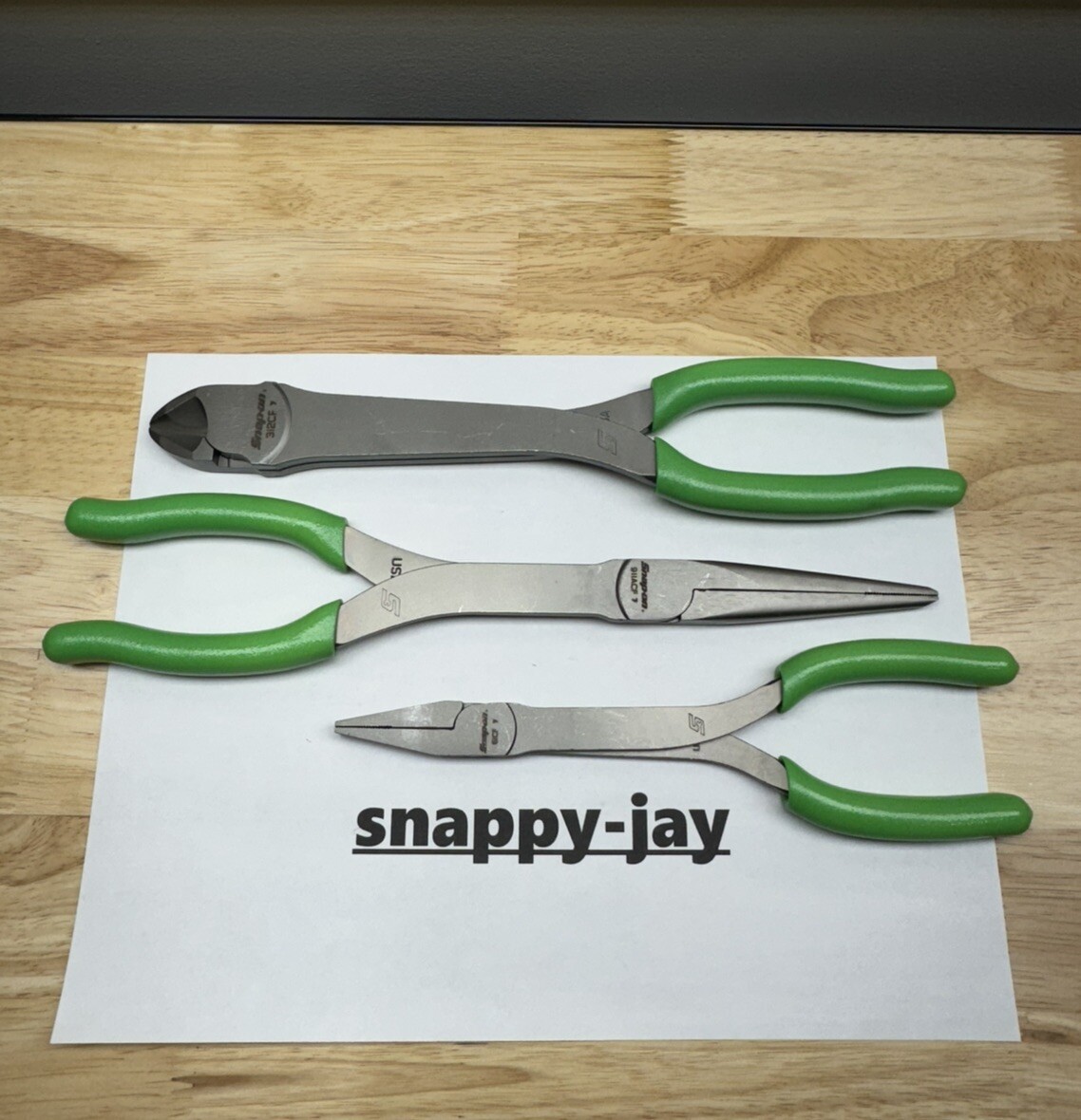 Snap-on Tools USA NEW GREEN 3pc Plier & Cutter Lot Set – 61CF – 911ACF – 312CF