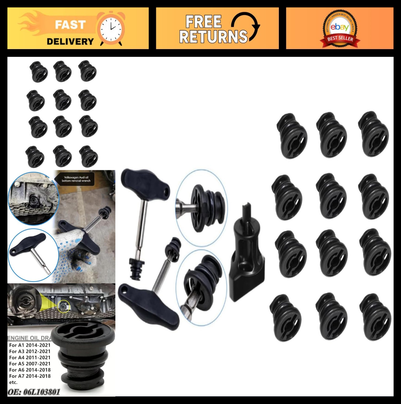 12 PCS Oil Drain Plug Removal Tools Set – Compatible with VW & Audi Models