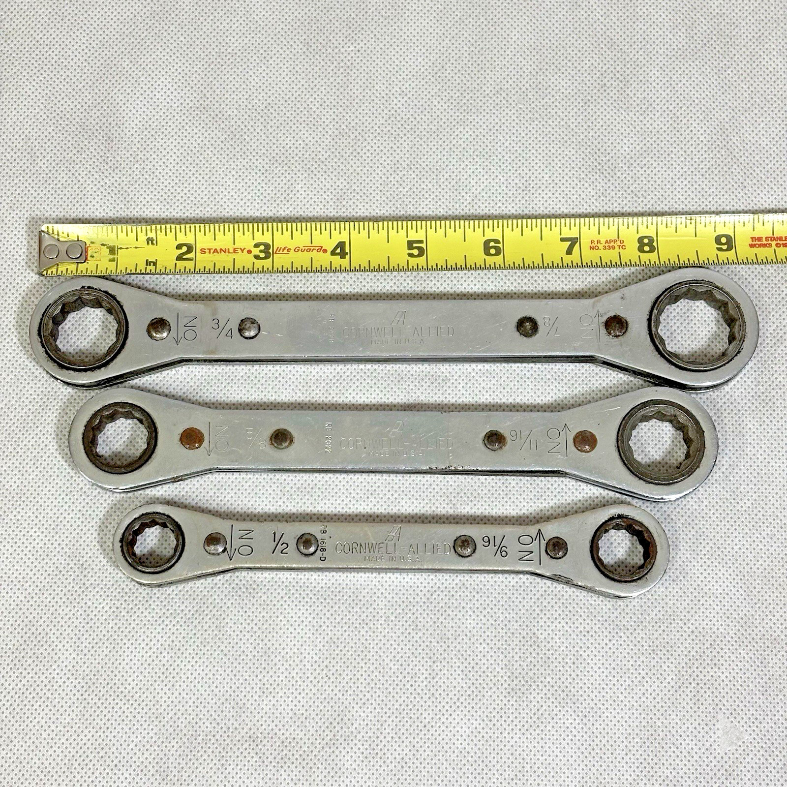 Cornwell-Allied Ratcheting Box Wrench Lot 3/4″ x 7/8″ 5/8″ x 11/16″ 1/2″ x 9/16″