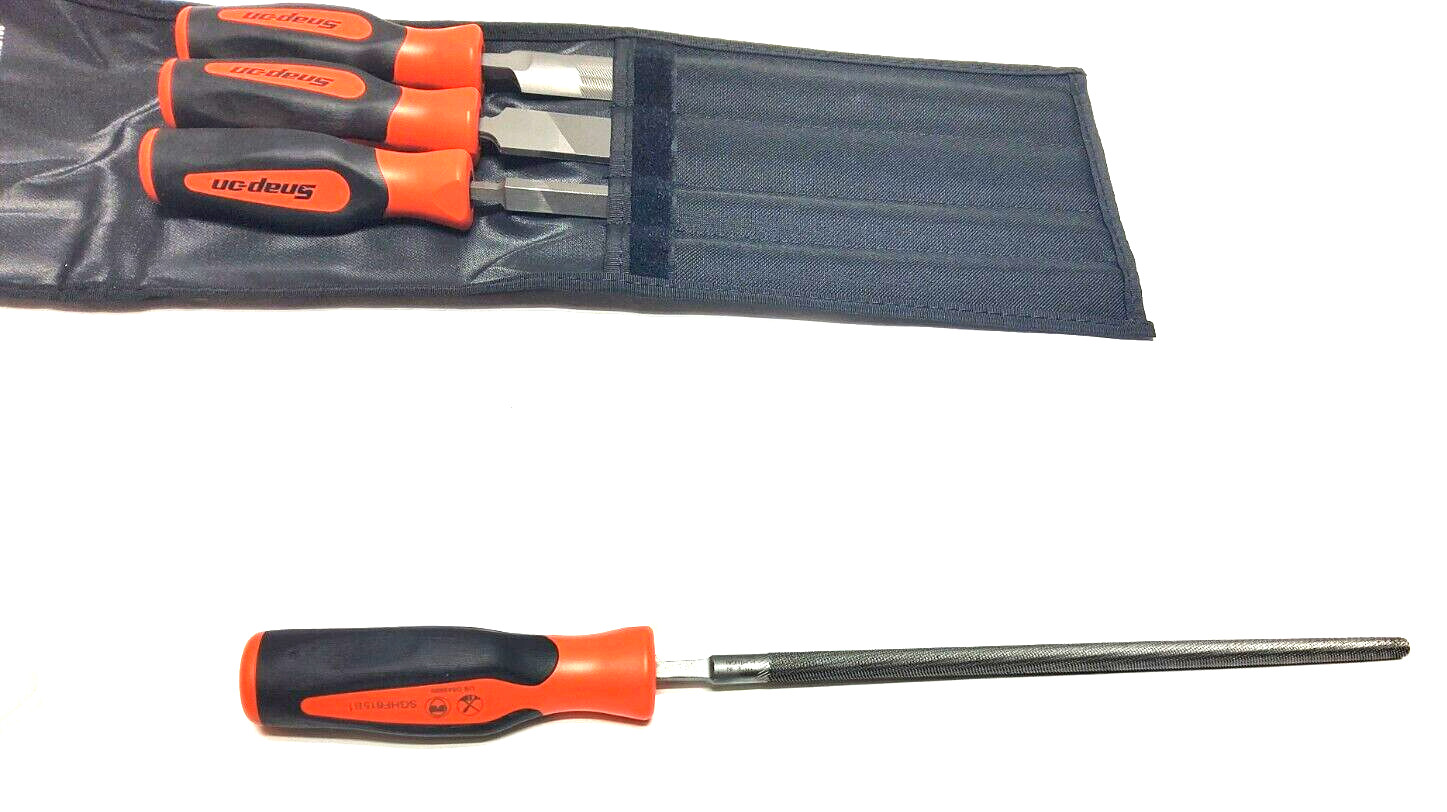 New Snap-on™ SGHBF600AO 4-piece Instinct Soft Grip Handle Mixed File Set Sealed