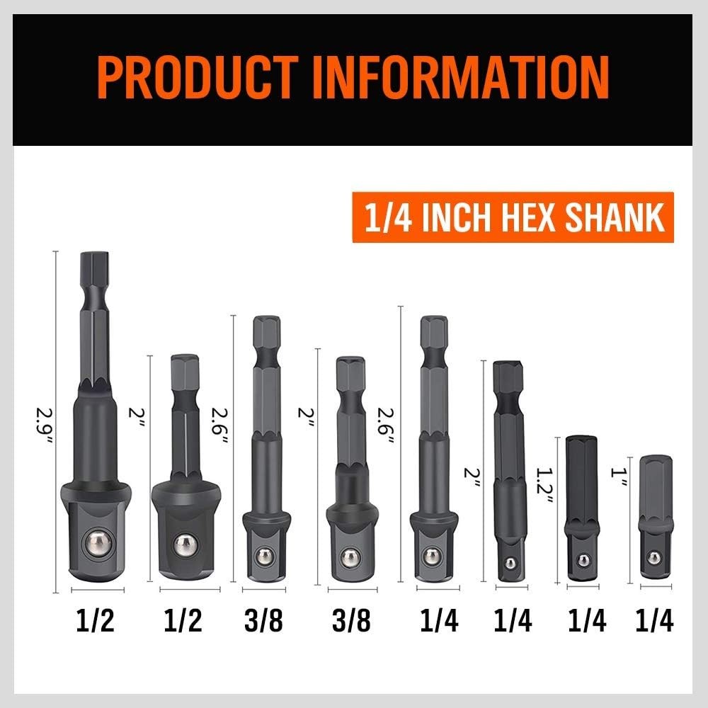 8-Piece Chrome Vanadium Socket Adapter Set – Weatherproof & Impact Grade