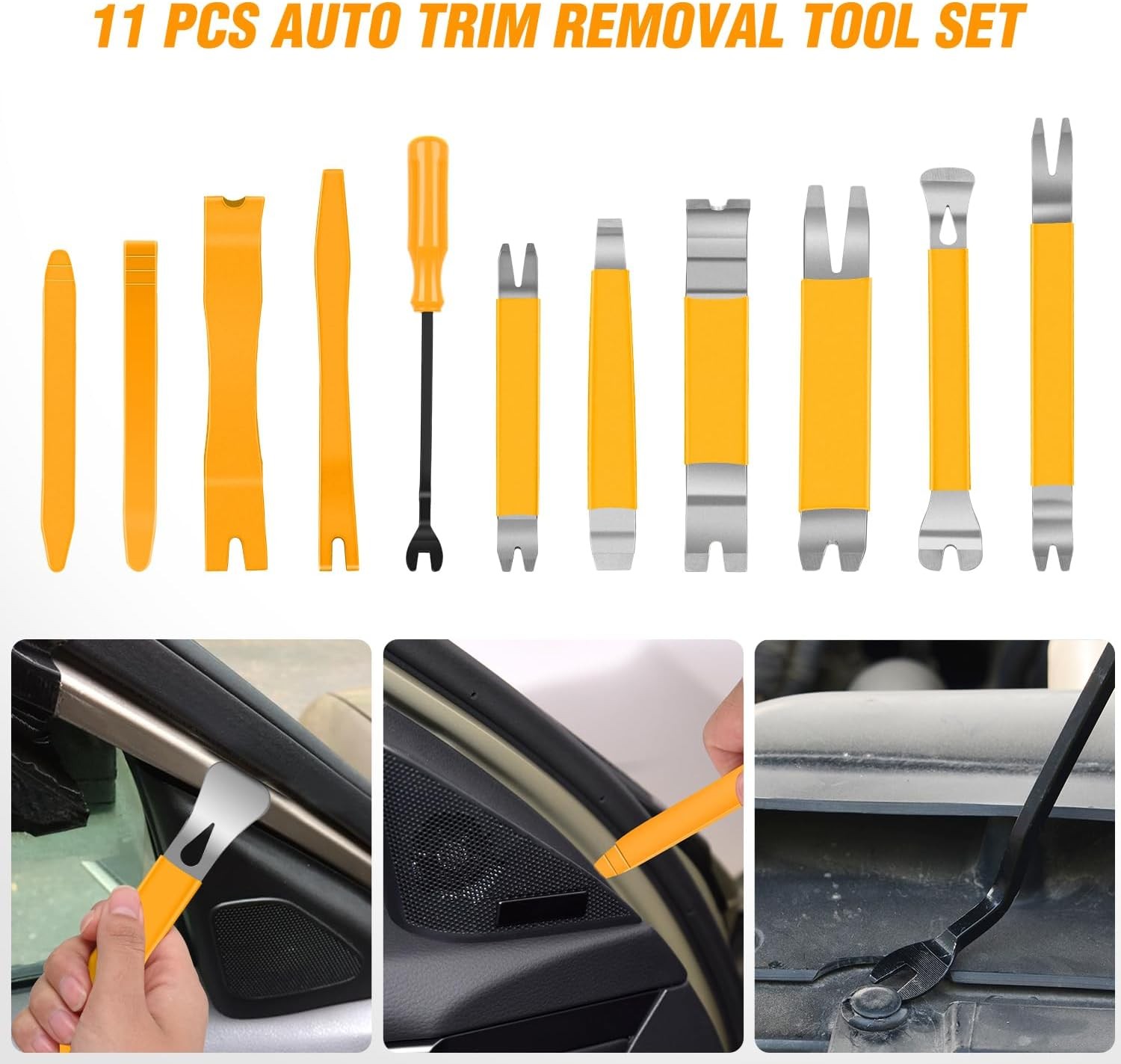 11PCS Trim Removal Tool Kit Metal & Nylon Pry Tools Set for Car Door Panel