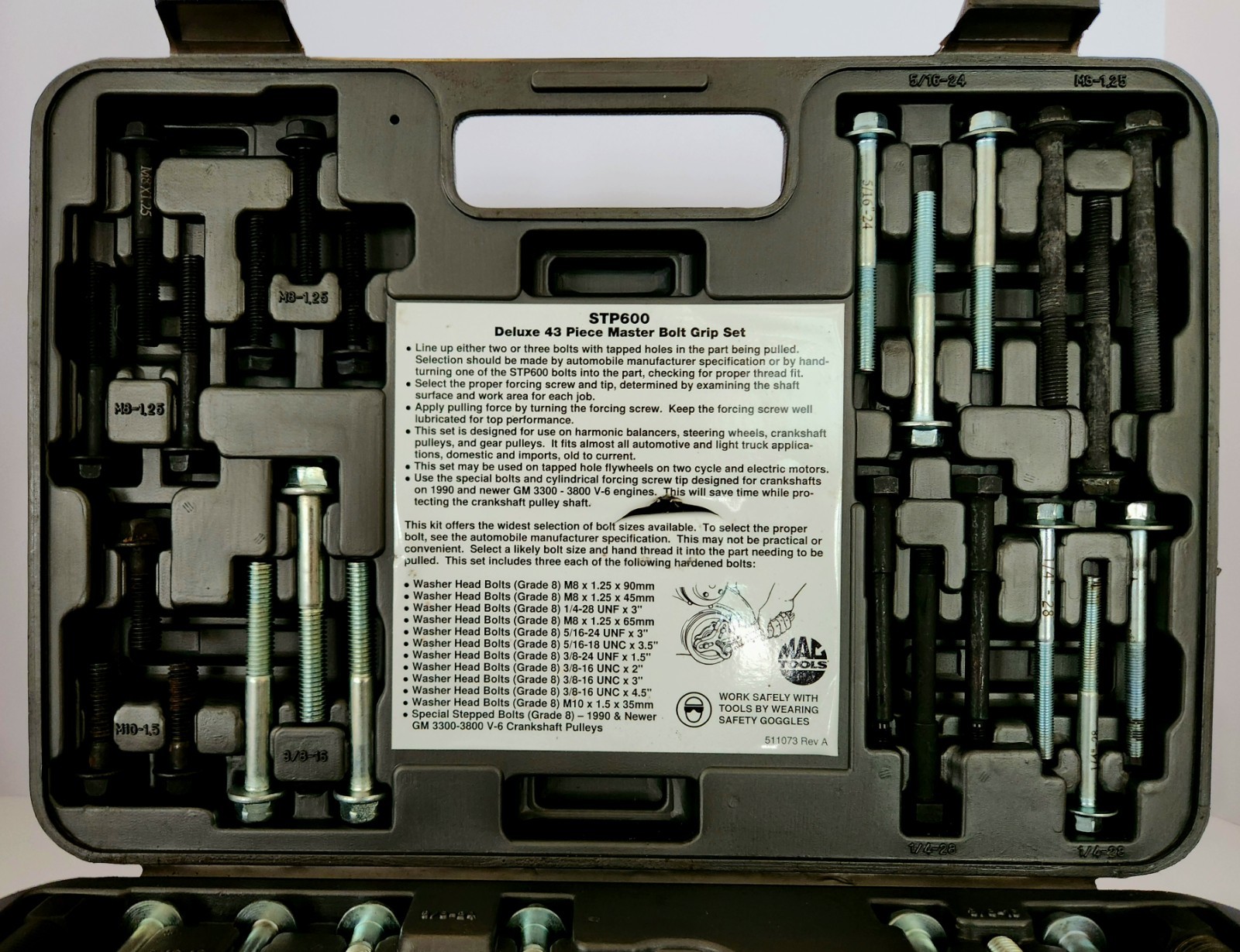 MAC TOOLS #STP600 «Deluxe MASTER BOLT GRIP SET» with 43 pieces open-box UNUSED