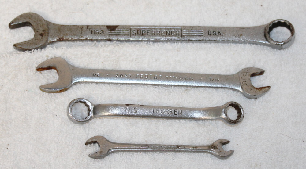 Lot of 4 Vtg Mechanics Wrenches ~ Proto 3025, Williams 1163 & 1020 Thorsen 2112