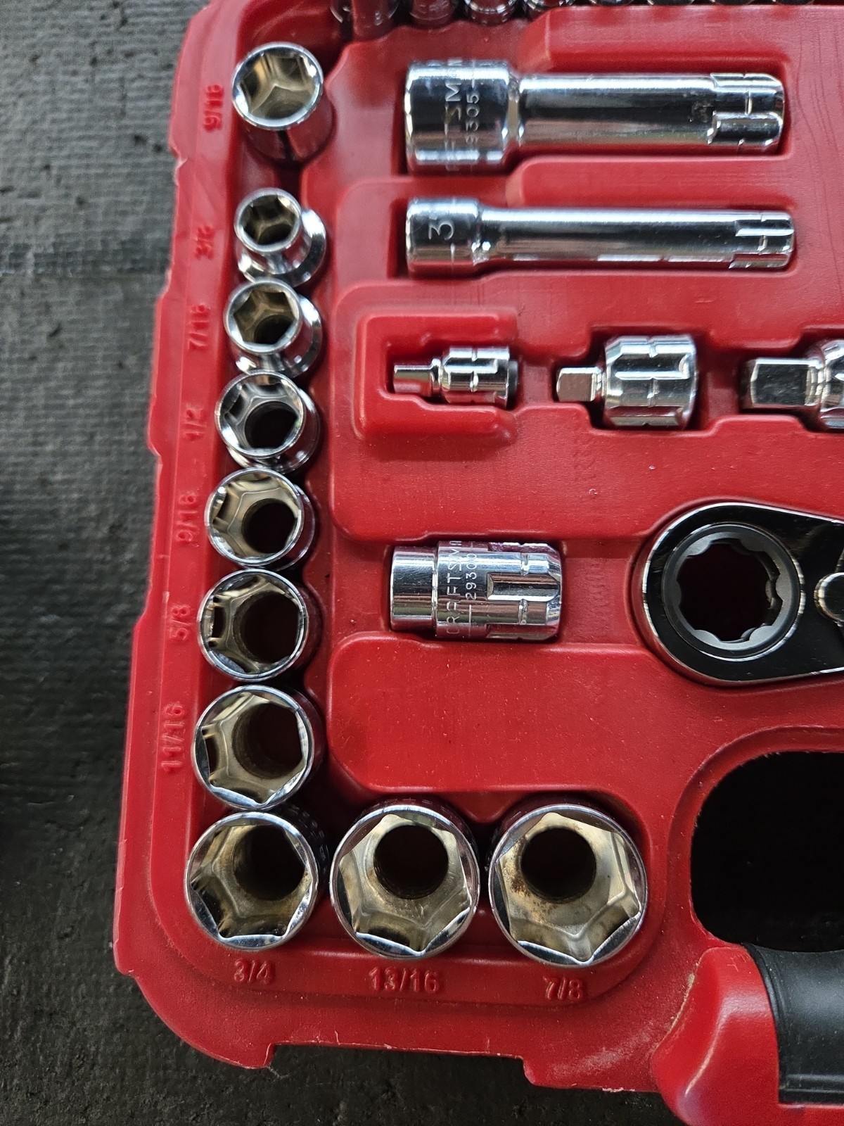 Sears CRAFTSMAN 51 Piece Max Axess Pass Thru Tool Set 29309 Missing 19mm, 1/2