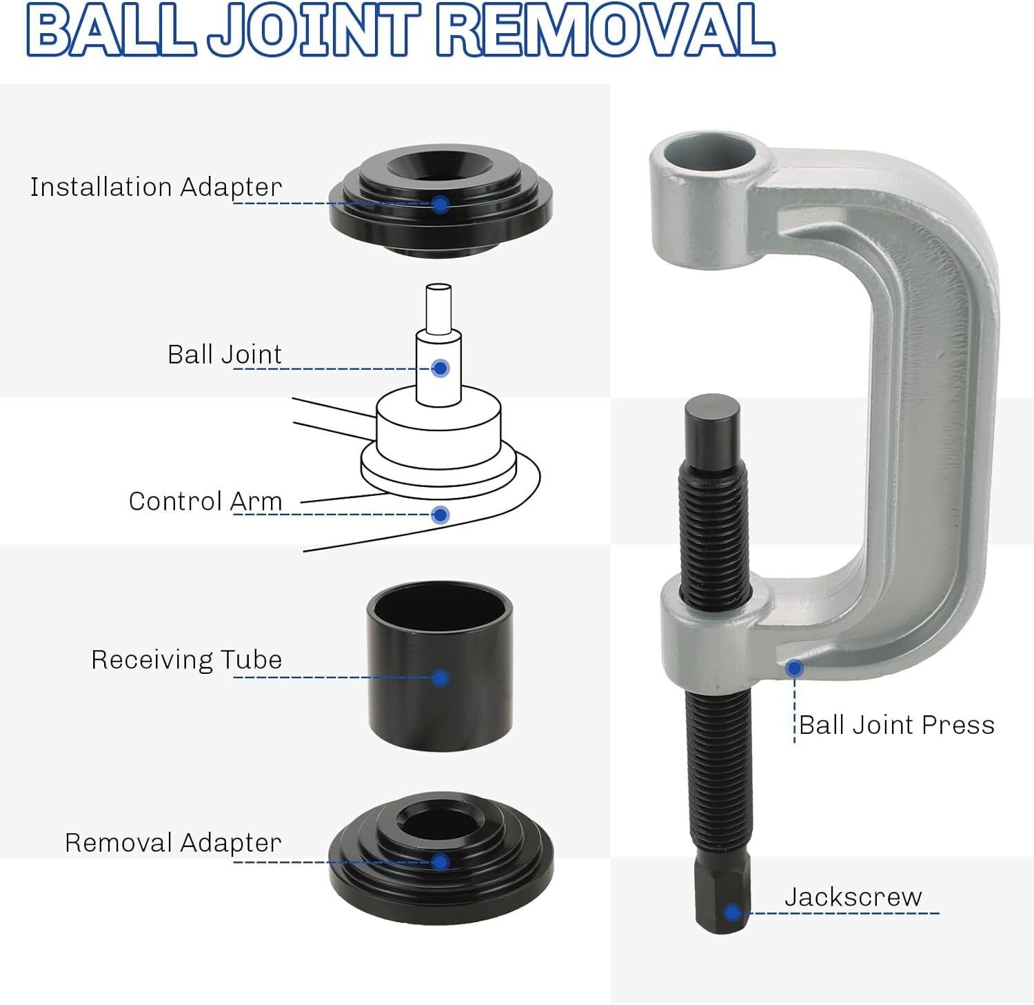 Heavy Duty 4 in 1 Ball Joint Press & U Joint Removal Tool Kit with 4×4 Adapters