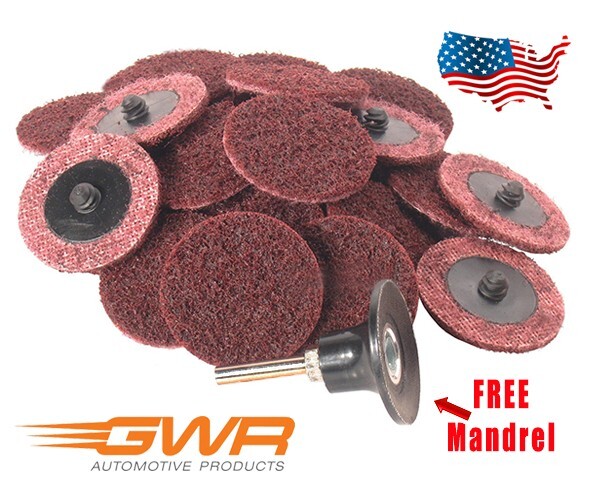 2″ Medium Grit Scotch Brite Roloc Surface Cookie ( w/ FREE MANDREL ) Box of 25
