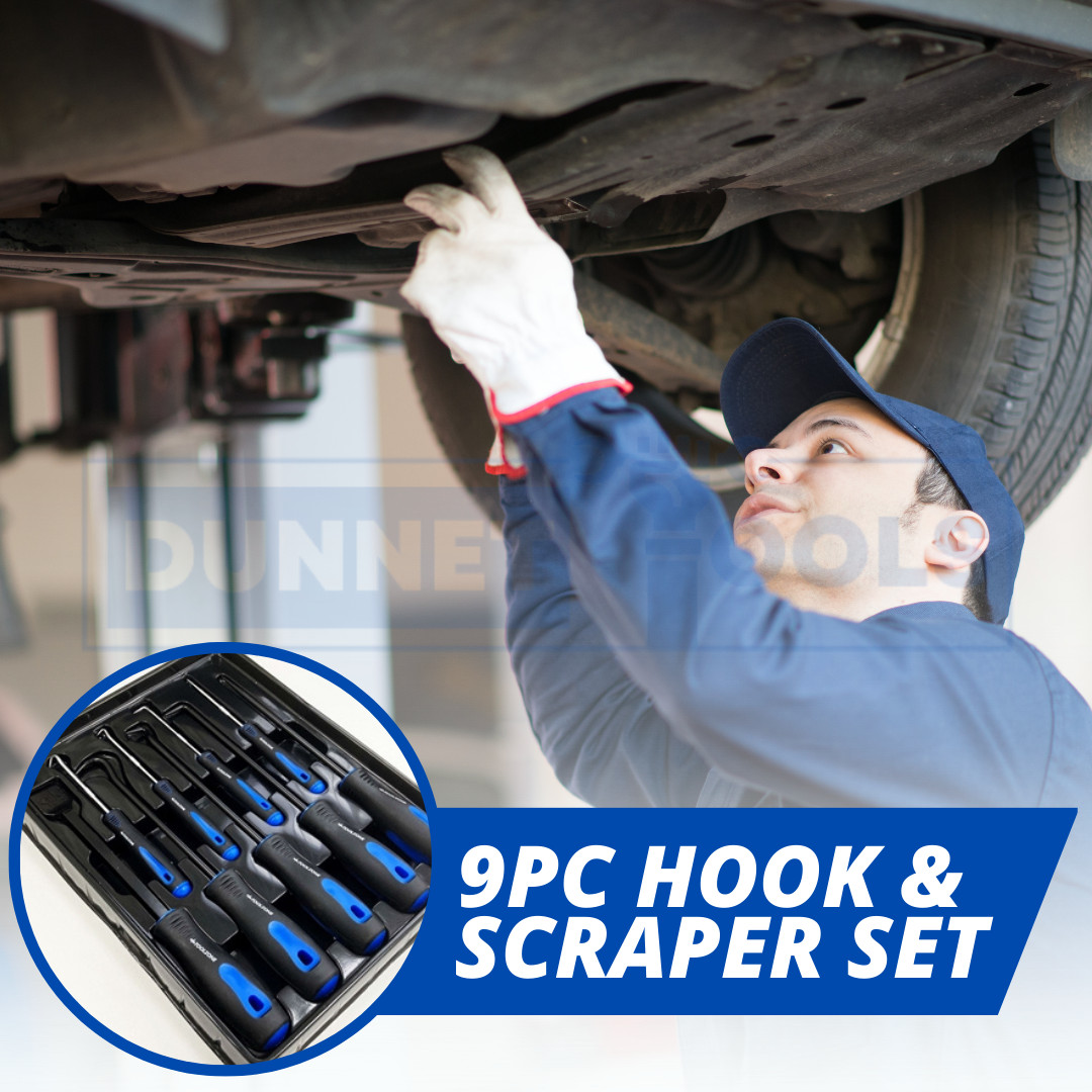 Pick and Hook Set 9pc Gasket Scraper Hose Removal Pry Pullers Garage Tool Set