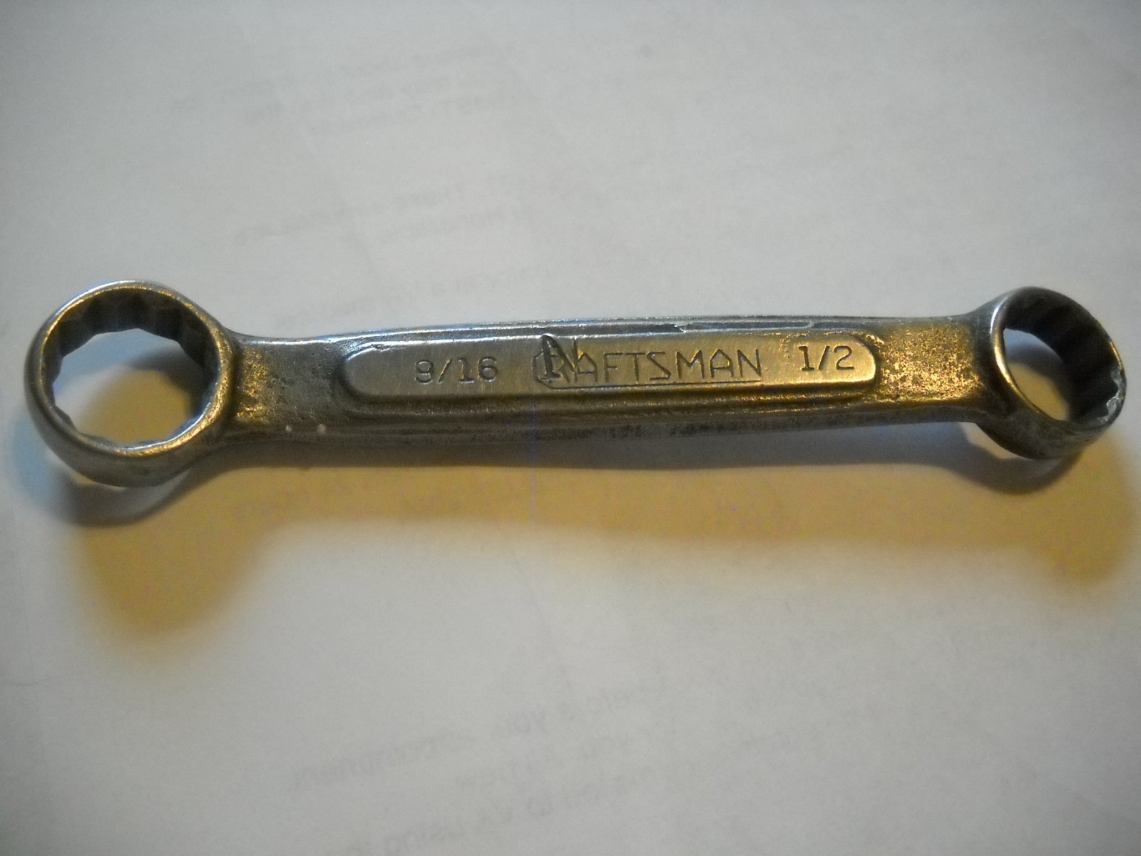 Vintage Craftsman Stubby Double Box End Wrench 9/16″ x 1/2″ 5″ Long Underline