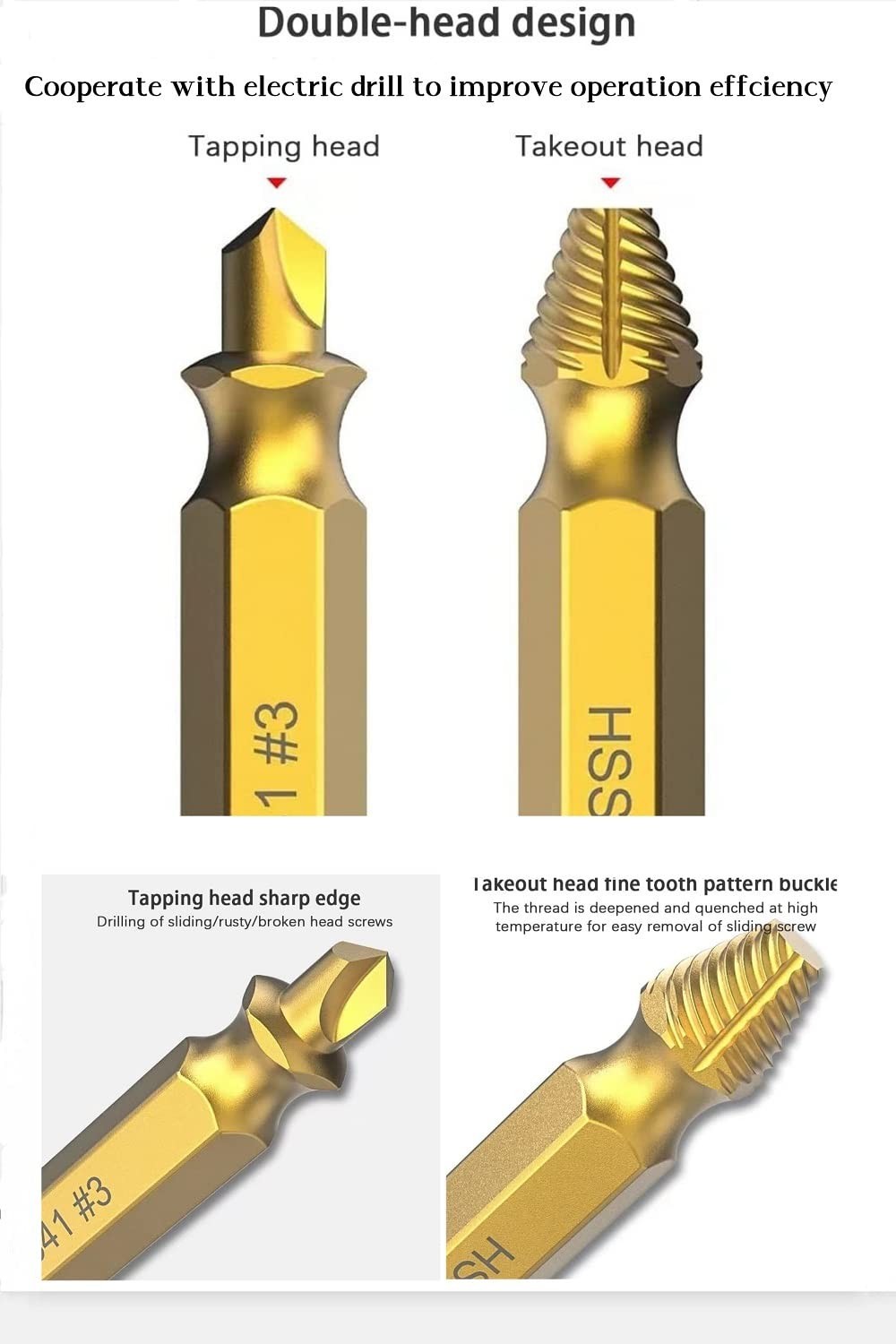 6-Piece High Speed Steel Screw Extractor Set – Efficient Damaged Screw Remover