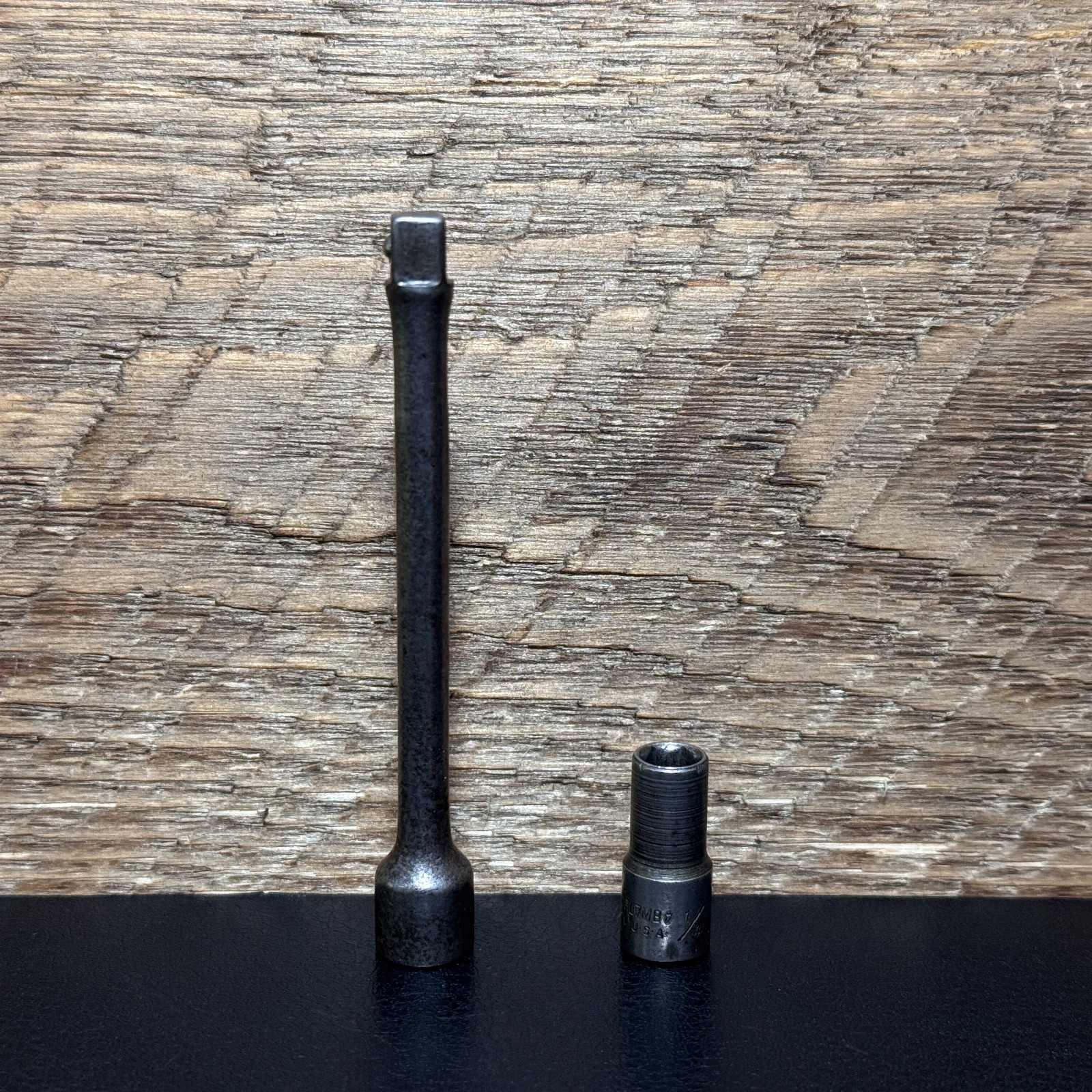 PLOMB PLVMB 1/4 Drive 3″ Socket Extension 4760 & 6PT 1/4″ Socket 4708 USA 1940s