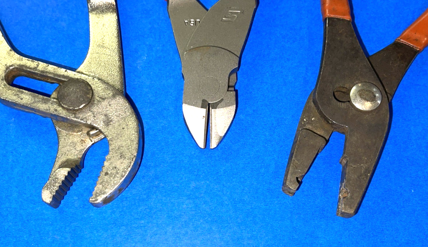 SNAP-ON TOOLS 3 PC. NEW DIAGONAL CUTTER & USED ADJUSTABLE JAW, HOSE CLAMP PLIERS