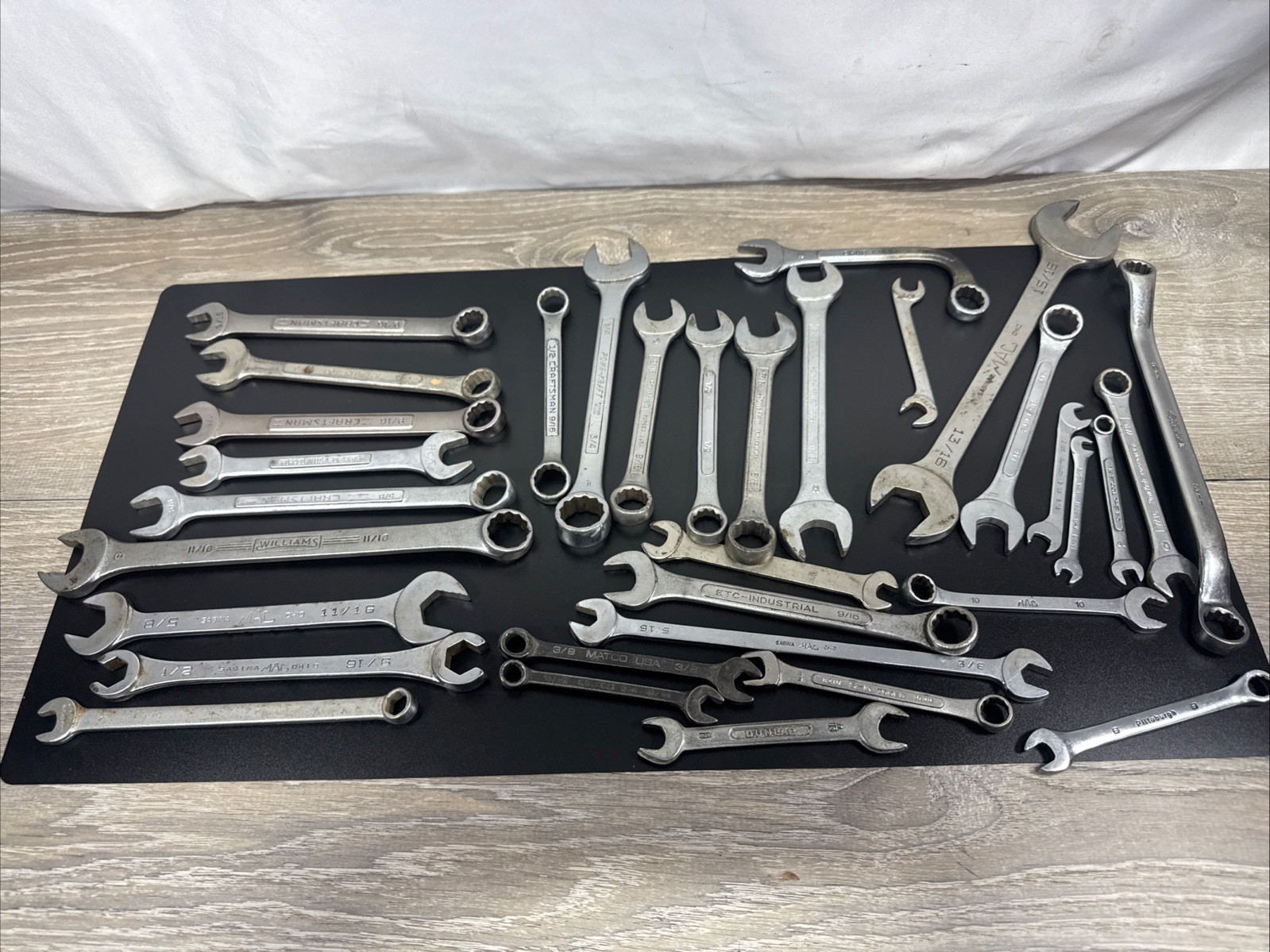 Vintage Lot of 33 Assorted Wrenches Tools Craftsman, Mac, Dunlap,Powr-Kraft,More