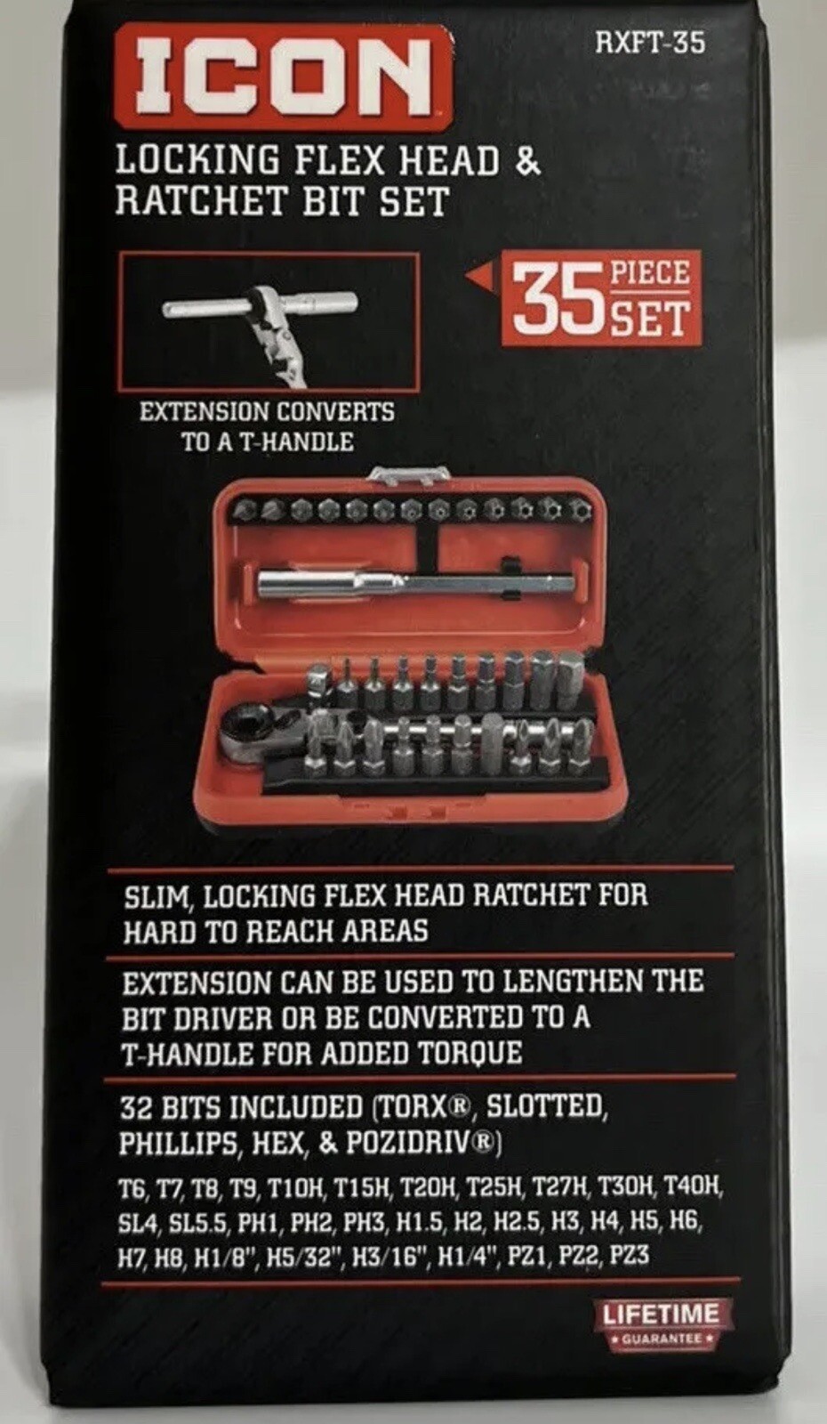 ICON Locking Flex Head Ratchet and Bit Set 35 Piece – Rare Item To Keep In Stock