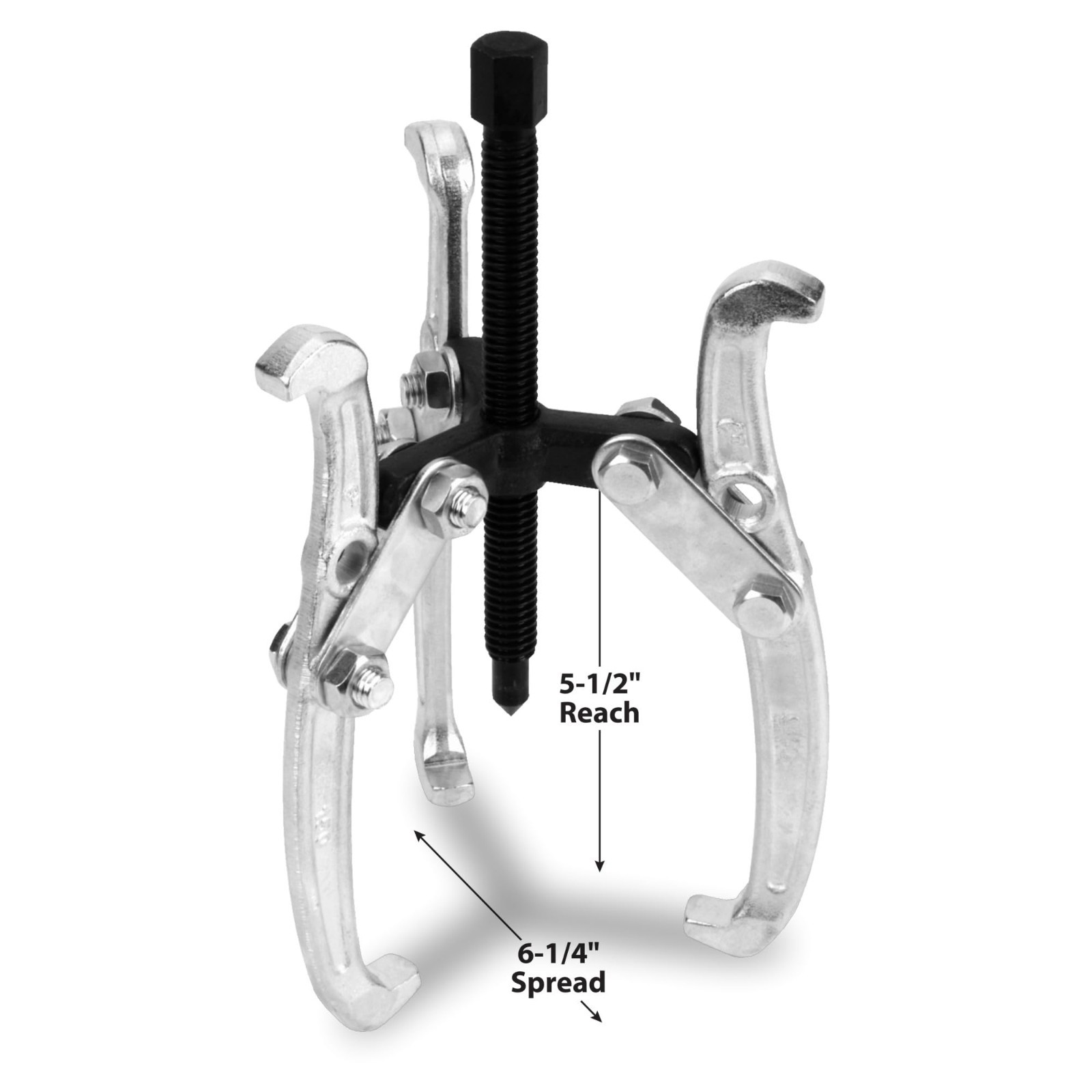 6-Inch 3-Jaw Gear Puller, Reversible Design, Drop-Forged Steel, Chrome Plated, A