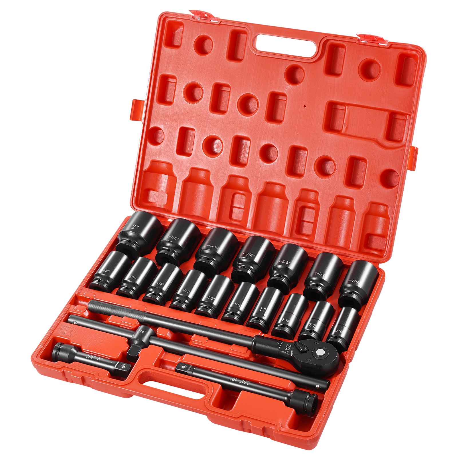 VEVOR Deep Impact Sockets Set 3/4 Inch , 13/16″ to 2″ SAE 6-Point Extension Bar