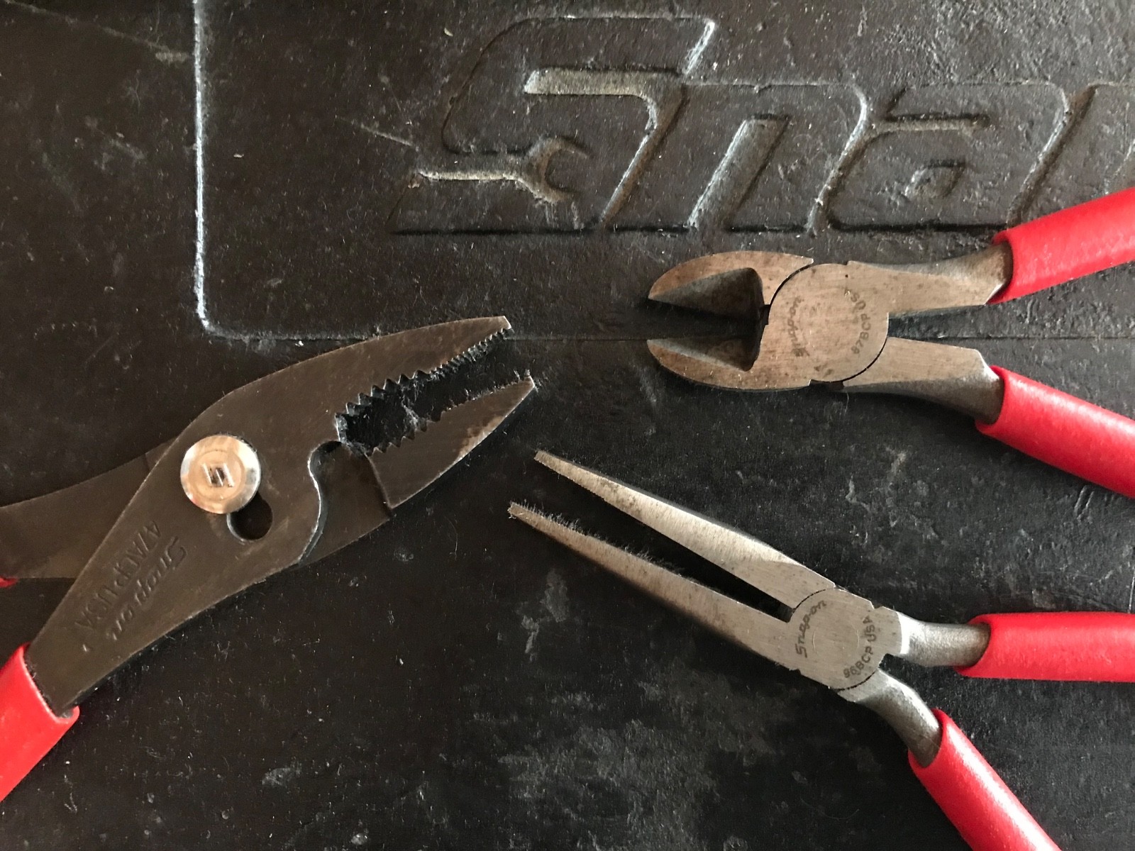 Snap-On 3pc Plier Set Red (87BCP)(96BCP)(47ACP) Lightly Used