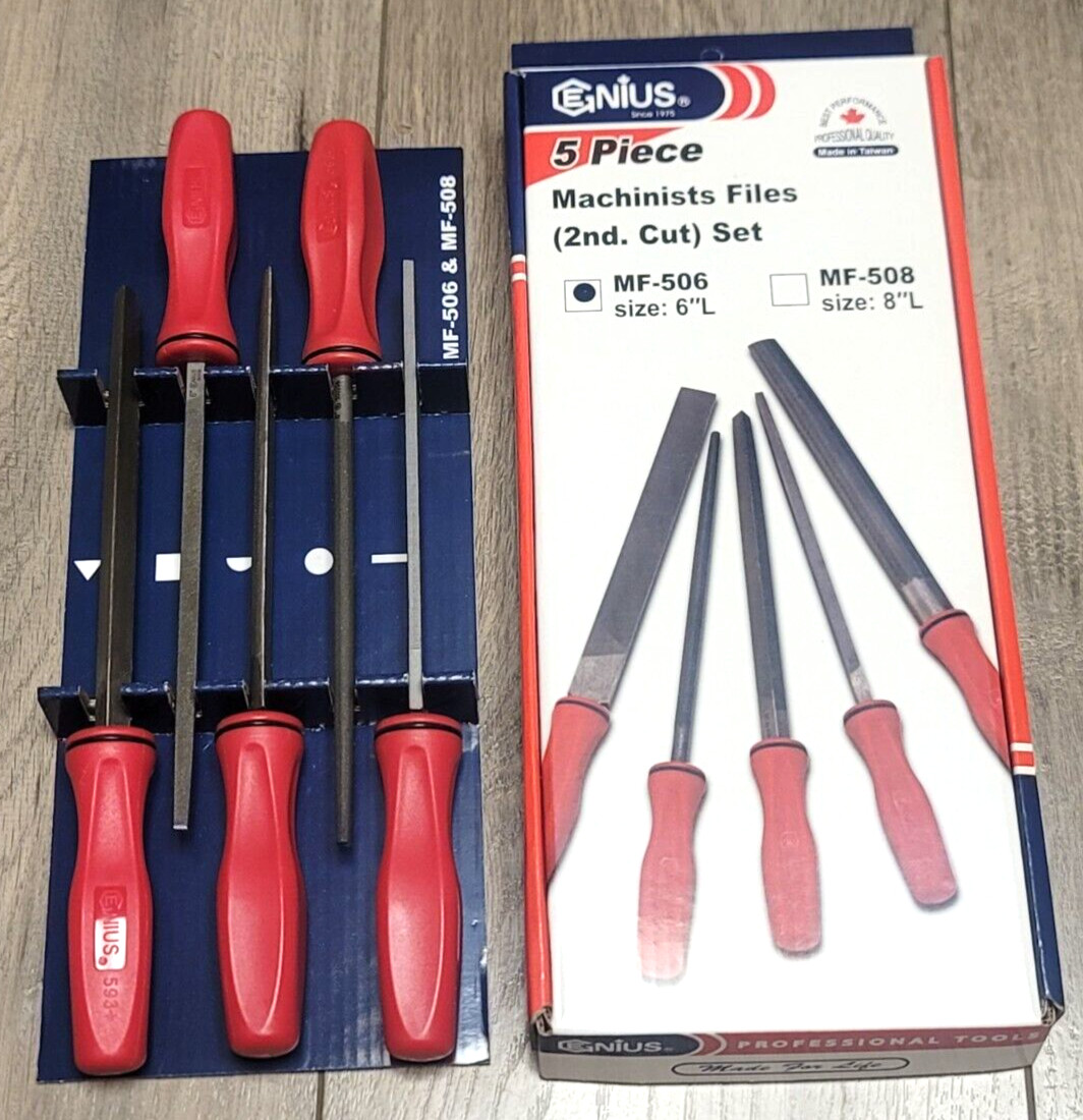 Genius Tools 5pc Pro Machinists Files Set w/ 6″ Blades & Grip Handle #MF-506