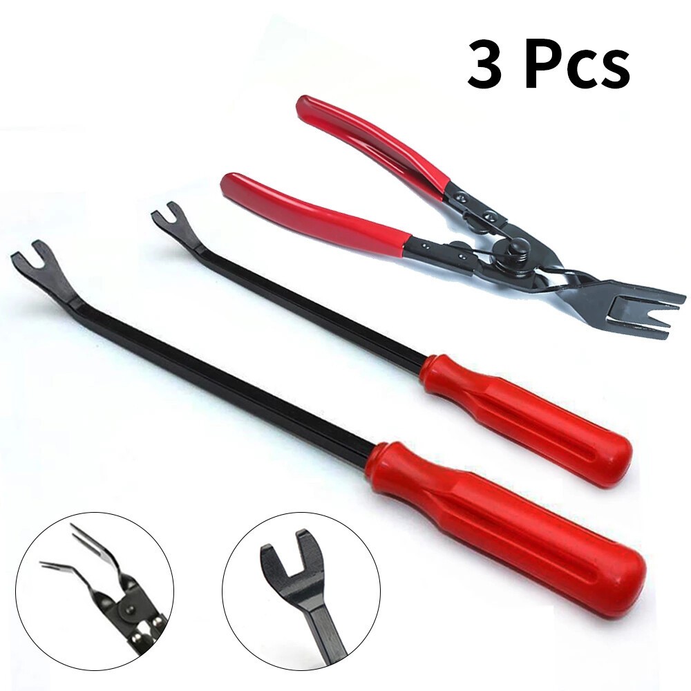 3Pcs Steel Car Door Panel Clips Repair Tool Kit Disassembly metal pry Tool Set