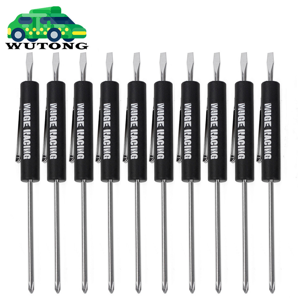 10PCS Mini Pocket Screwdriver Flap Tip w/ Magnet and Clip Phillips Slotted Flat