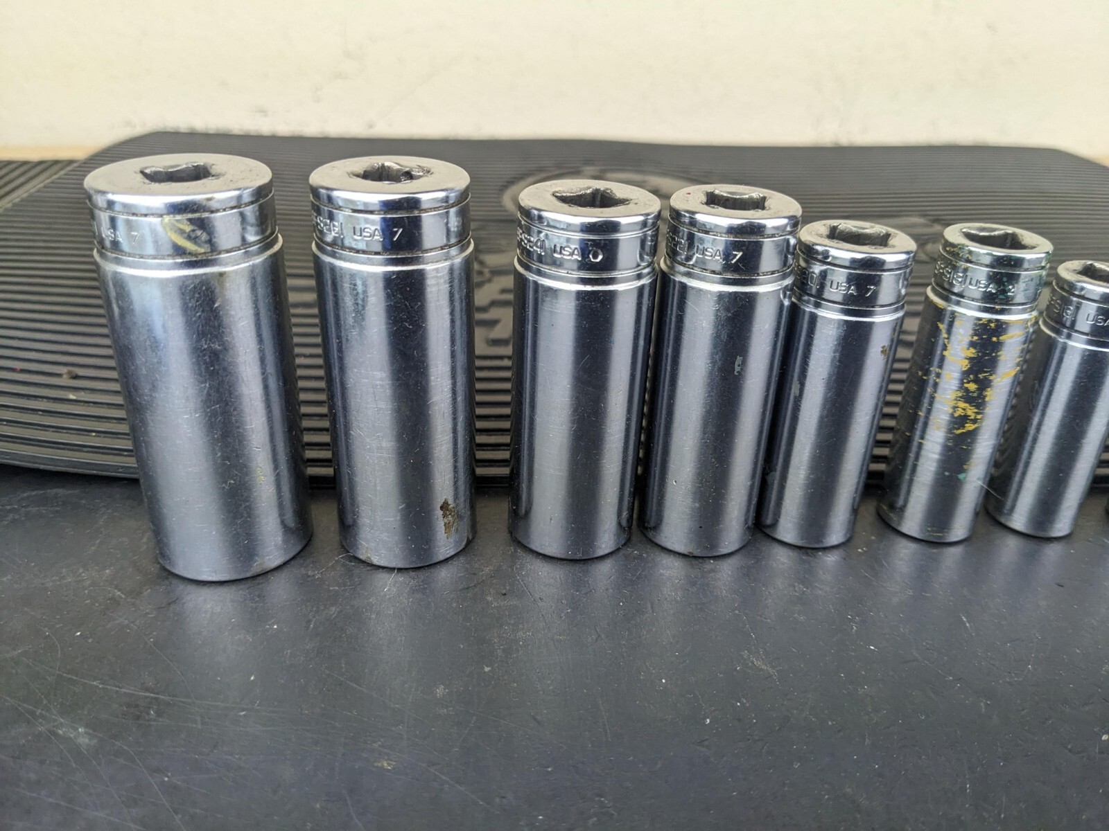 #bb702 Snap-On Tools Socket Set 211SFSY 3/8″ drive 6 Point Deep 1/4″ to 7/8″