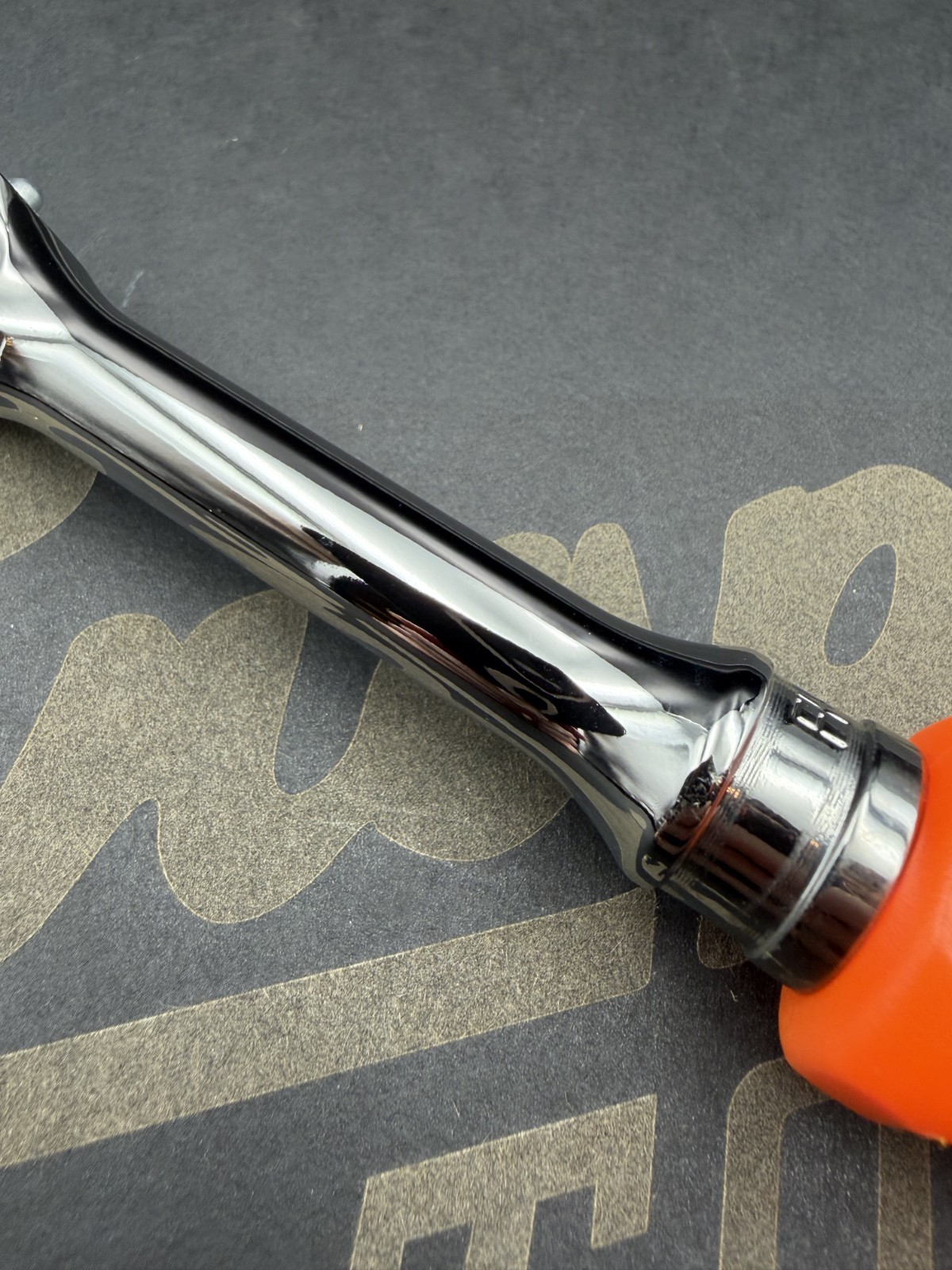 Snap-on FHD80 NOS NON-USA Stamped Head ORANGE 3/8″ Dr Hard Grip Ratchet