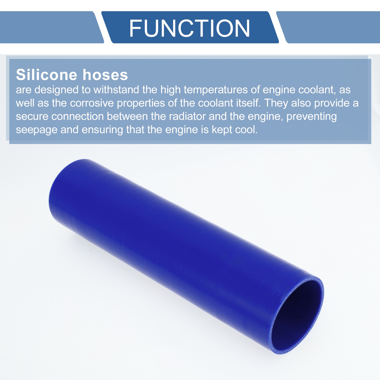 1Pcs 68mm 2.68″ID 300mm 11.81″L 0° Blue Silicone Tube Car Univ.