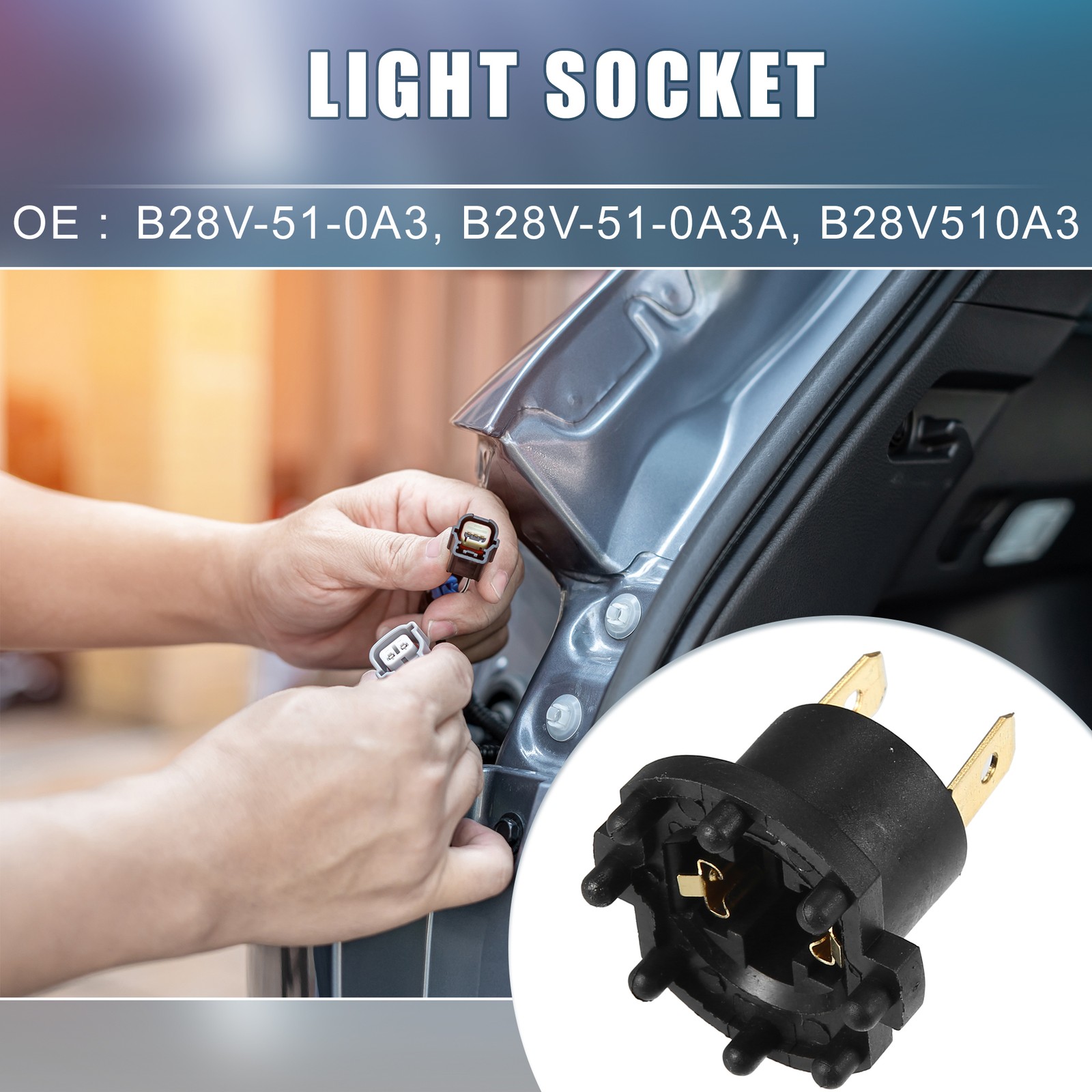 Car Headlight Bulb Socket Adapter B28V-51-0A3 for Mazda 3 2004-2009 (Set of 2)
