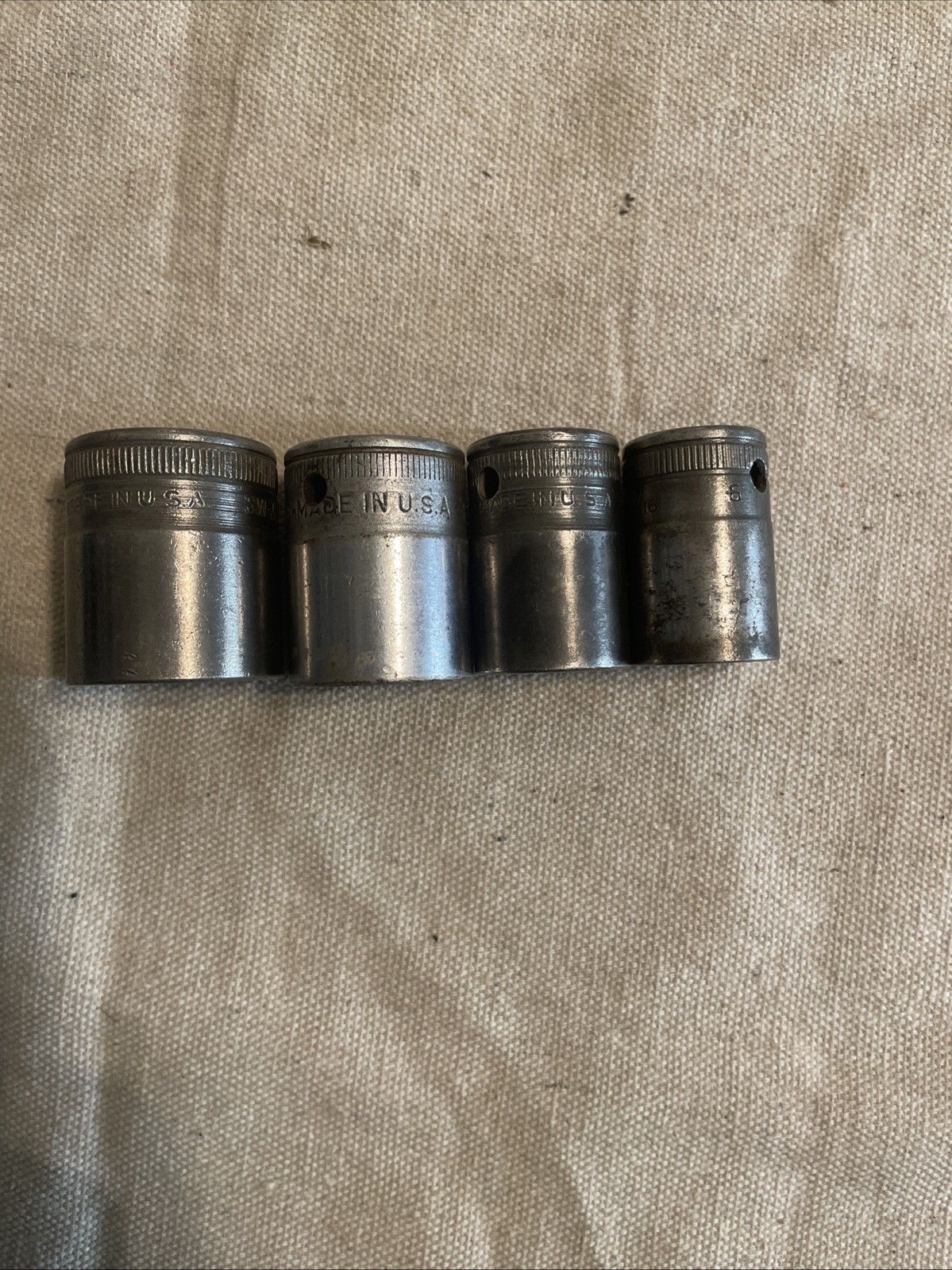 Snap On USA Socket Set 1/2” Drive 12 Point SAE 11/16”-1” Vintage 4pc #B6
