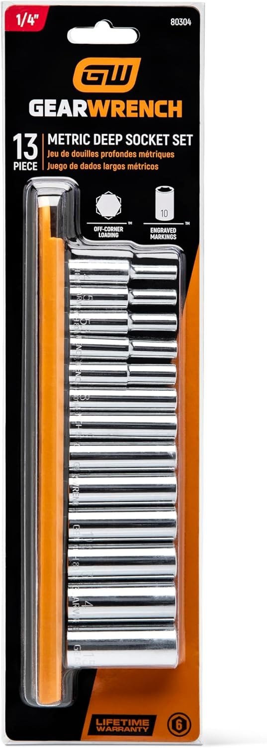 13 Pc. 1/4″ Drive 6 Pt. Socket Set, Deep, Metric – 80304